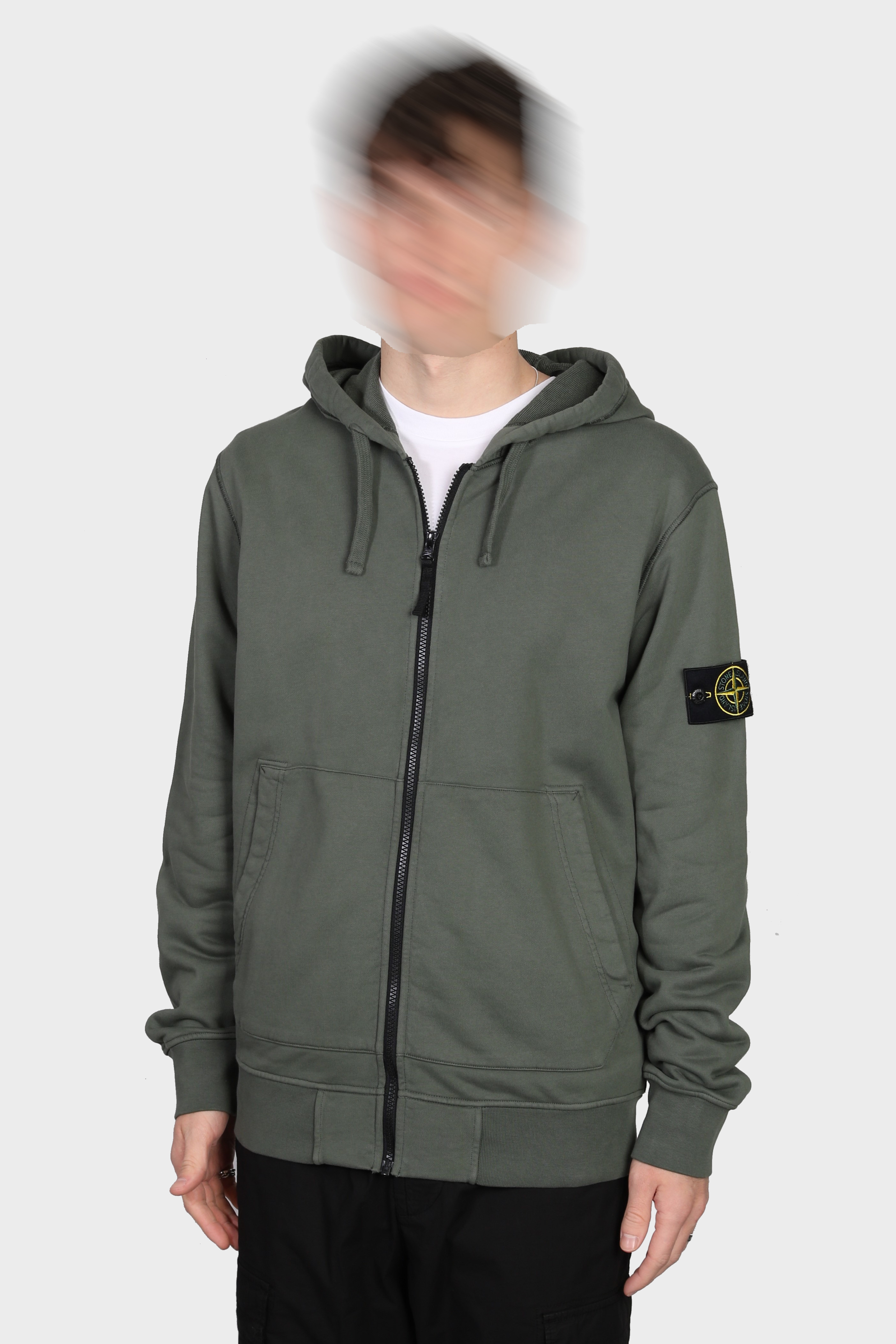 STONE ISLAND Zip Hoodie in Green 2XL