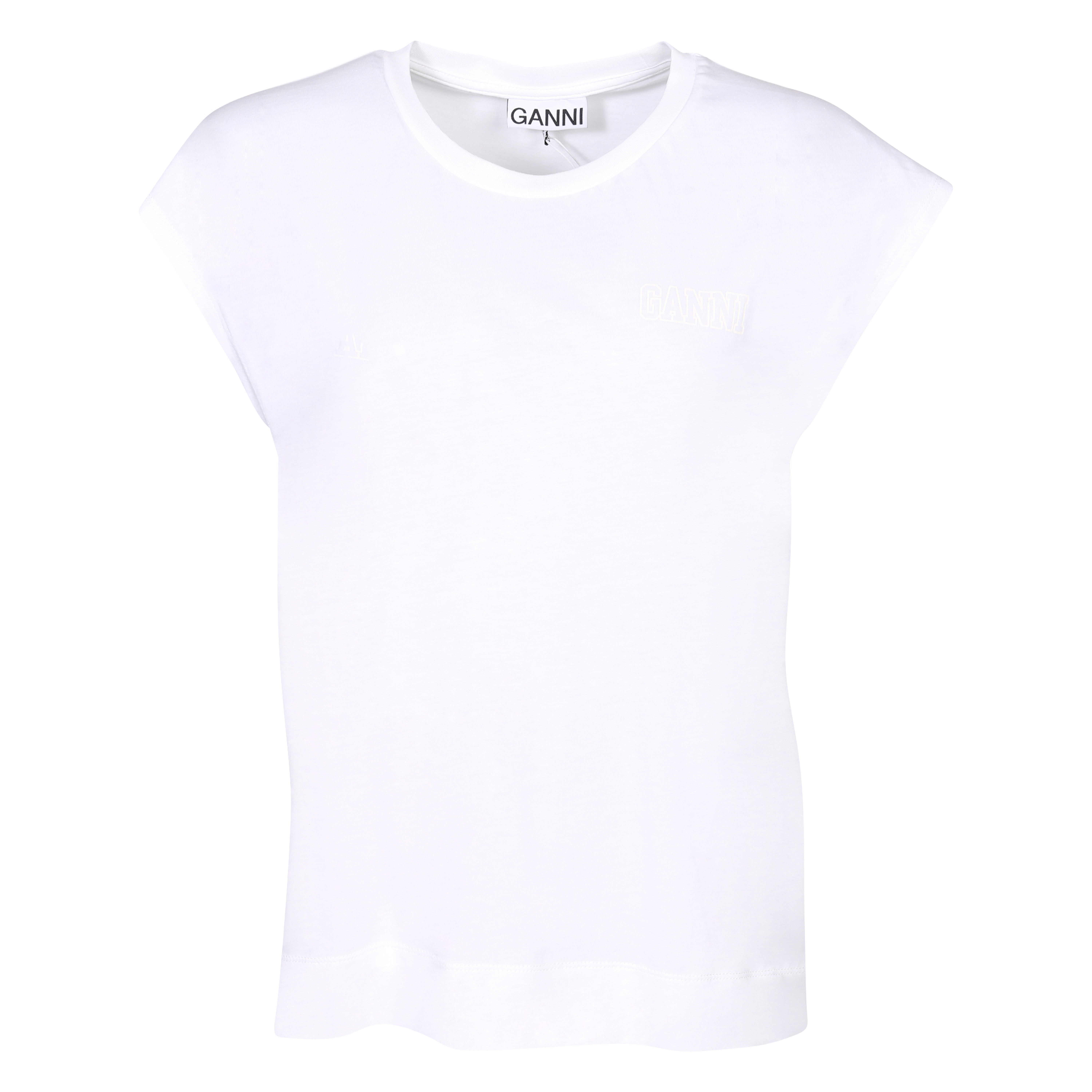 Ganni Organic Cotton Sleeveless T-Shirt White