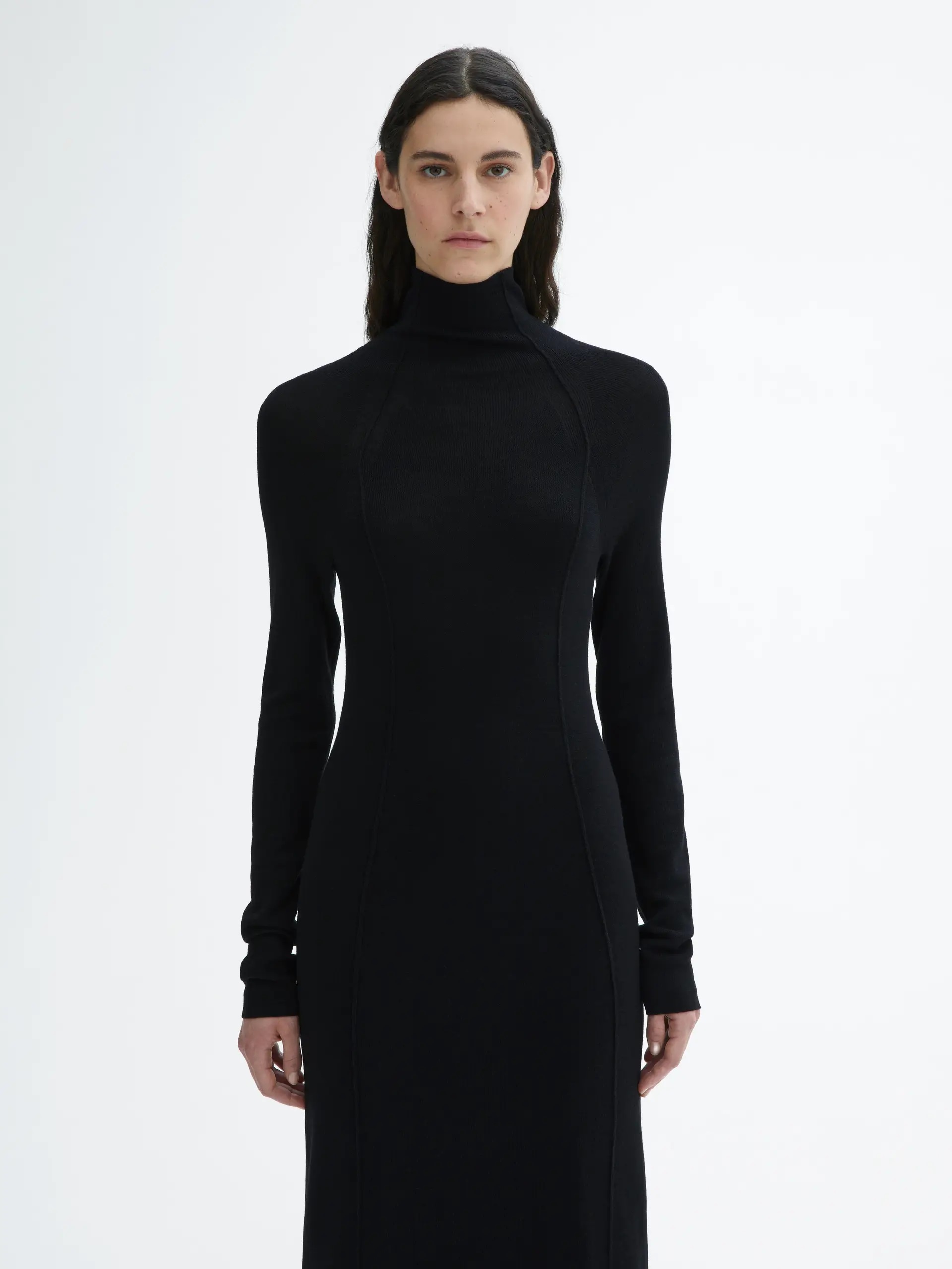 DAGMAR Merino Turtleneck Dress in Black M