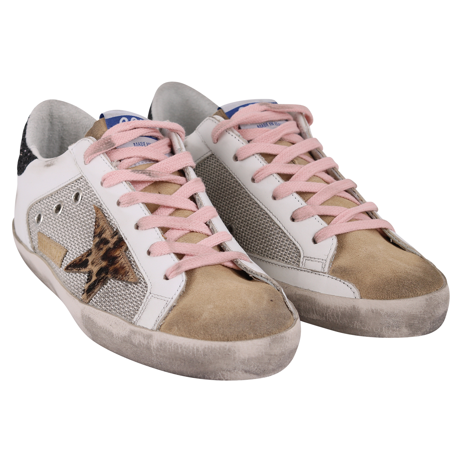 Golden Goose Sneaker Superstar Net and Leather Suede Toe Leopard 41