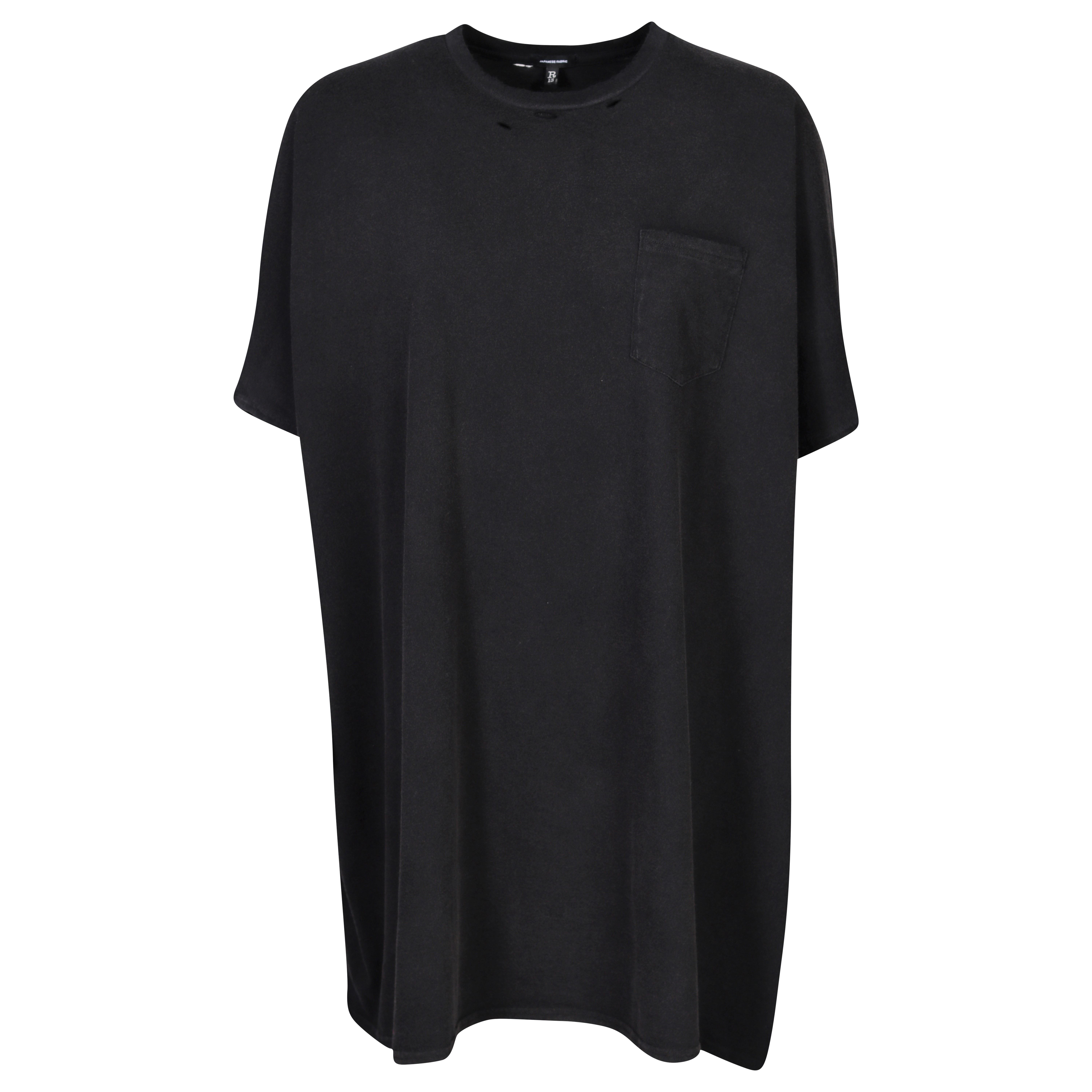 R13 Destroyed Oversize Boxy T-Shirt Dress in Black S