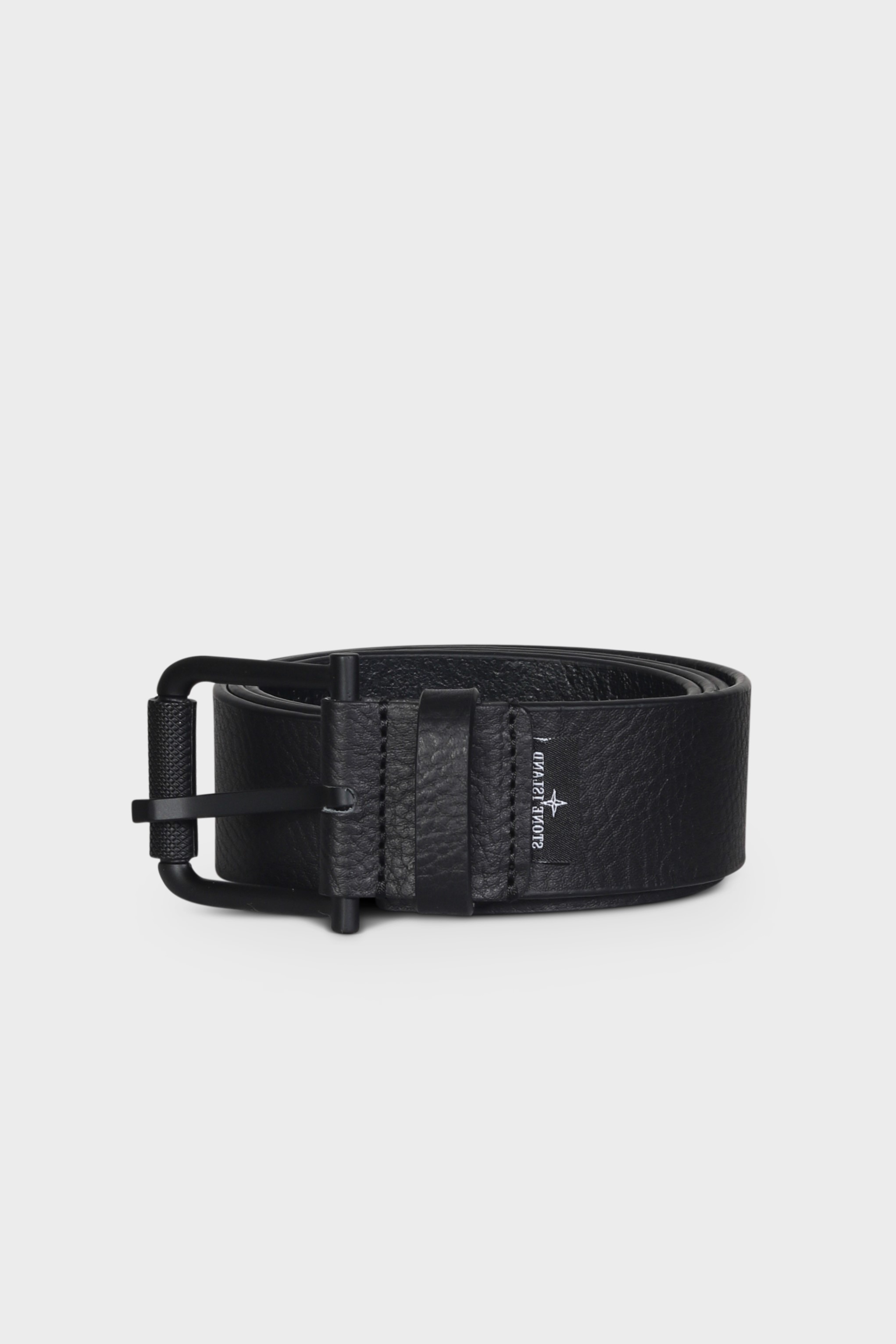 STONE ISLAND Leather Belt in Black