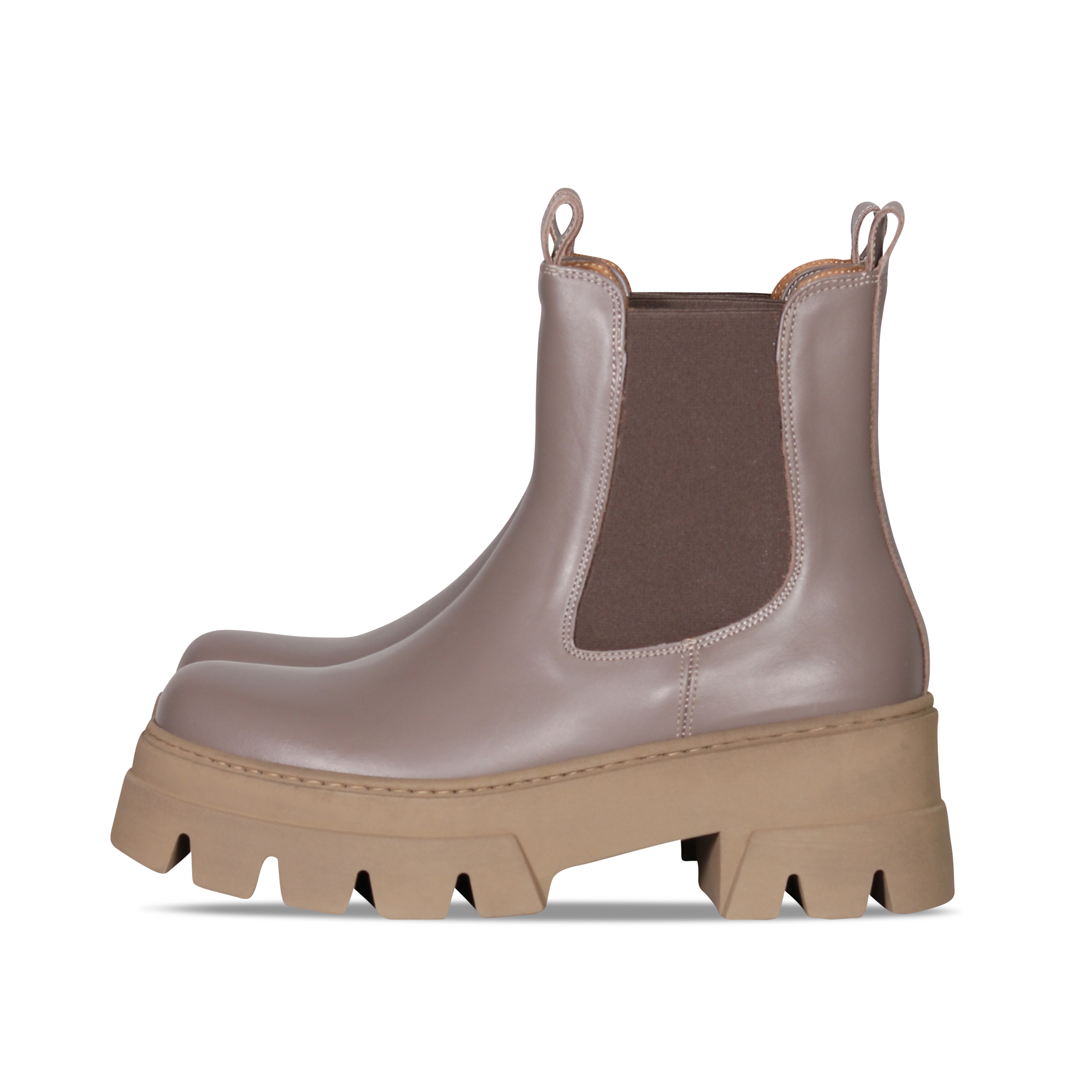 Ennequadro Chelsea Combat Boots in Greige/Beige Sole