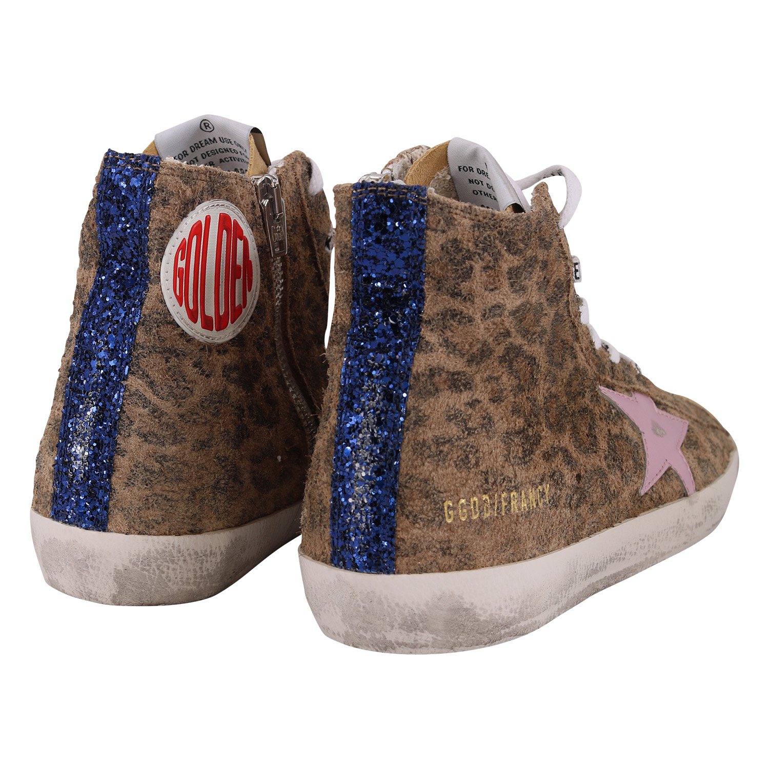 Golden Goose Francy Leopard Print Suede Star Glitter