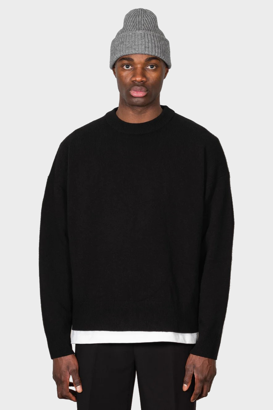 YACAIA Wool/Cashmere Sweater in Black