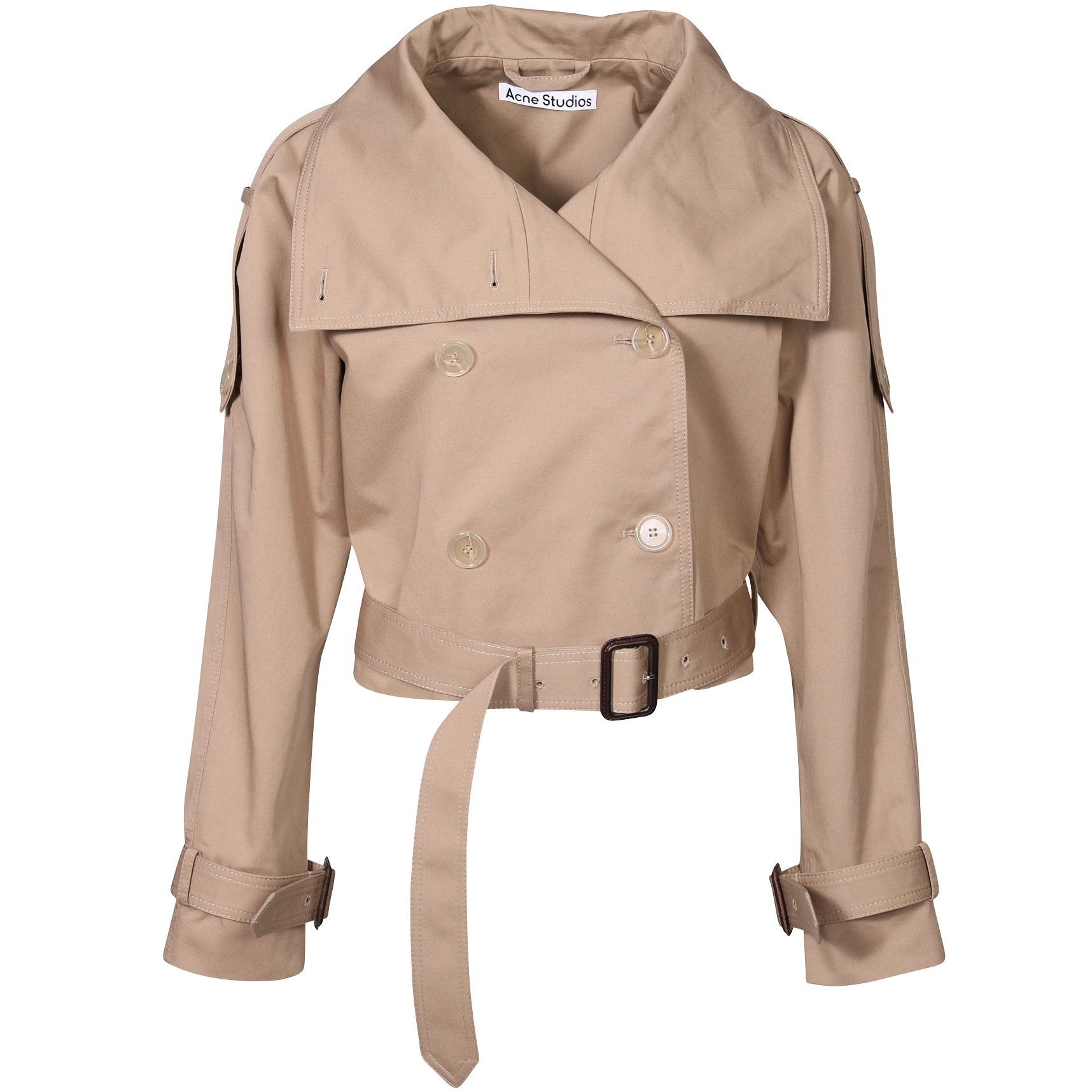 ACNE STUDIOS Cropped Trench Coat in Cold Beige