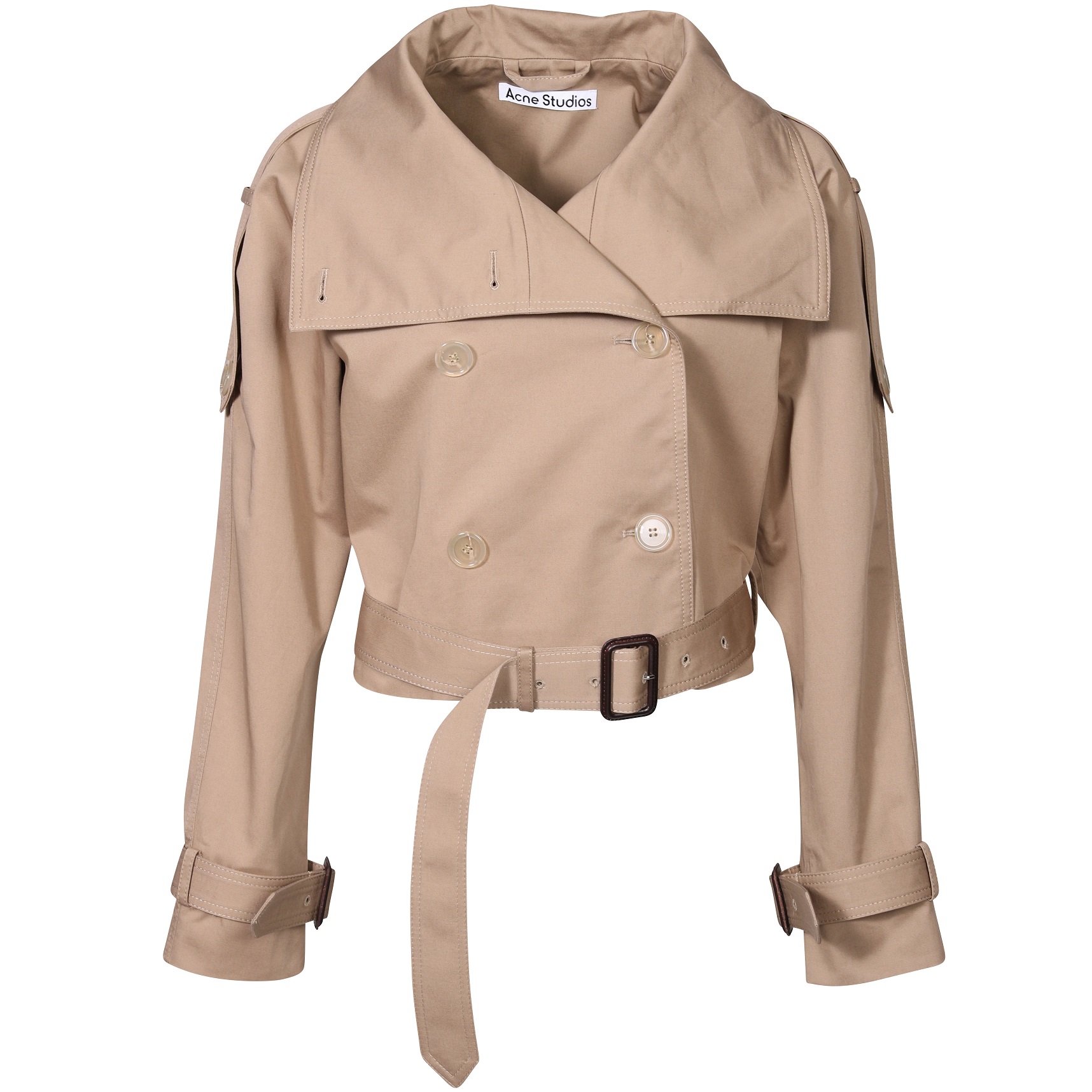 ACNE STUDIOS Cropped Trench Coat in Cold Beige 38