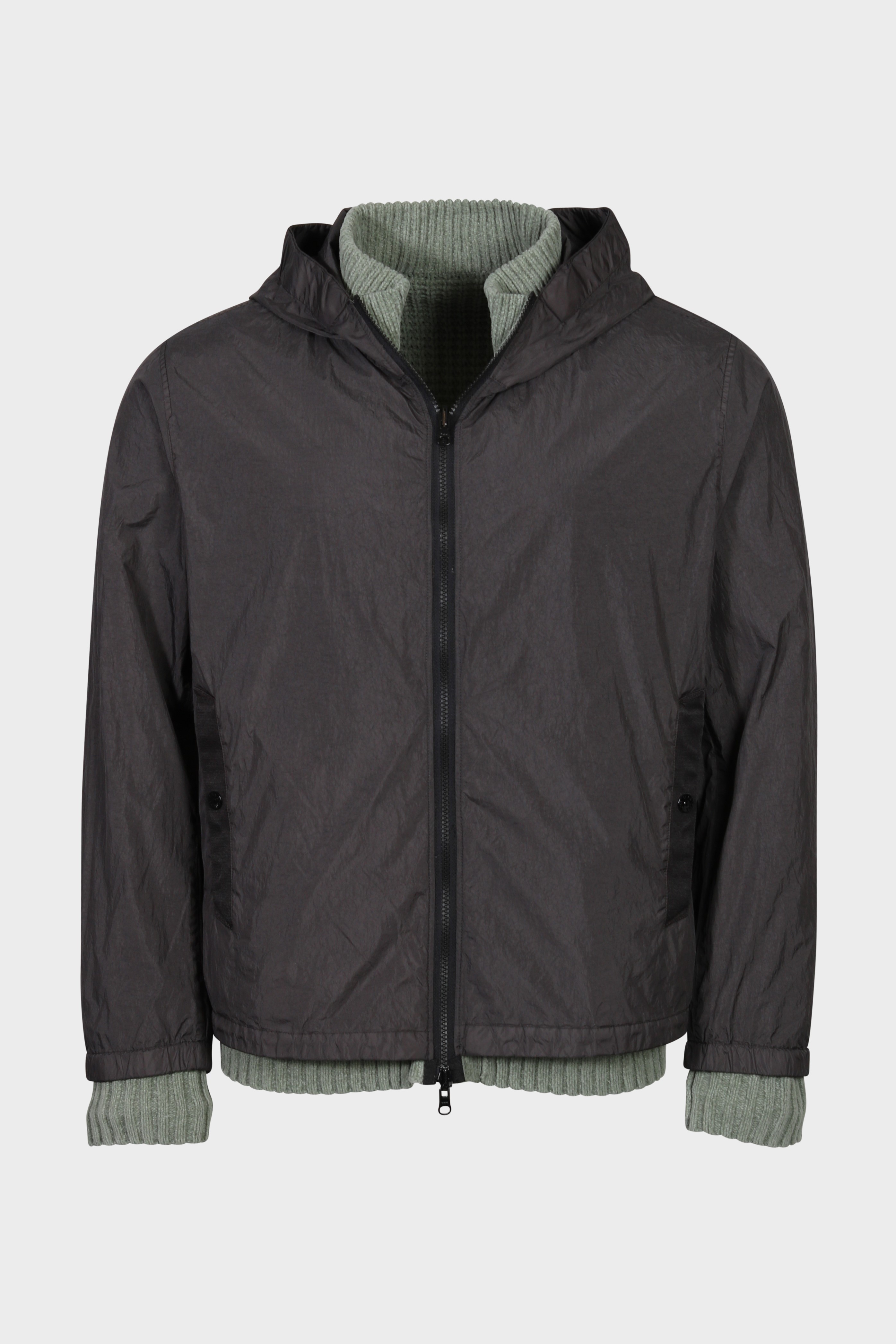 STONE ISLAND Reversible Padded Cotton Knit Jacket in Sage STONE ISLAND Reversible Padded Cotton Knit Jacket in Sage