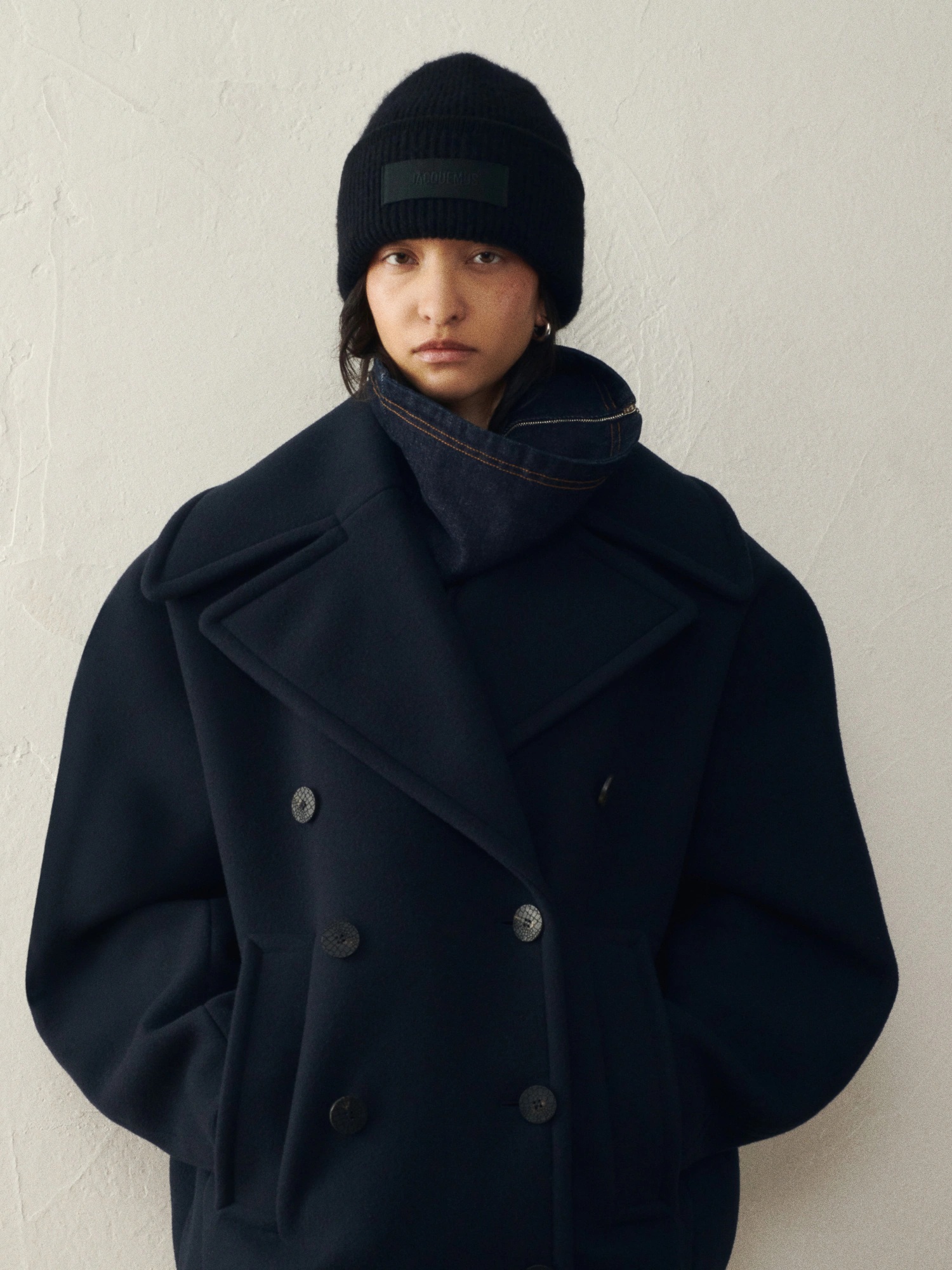 JACQUEMUS Gros Grain Beanie in Black