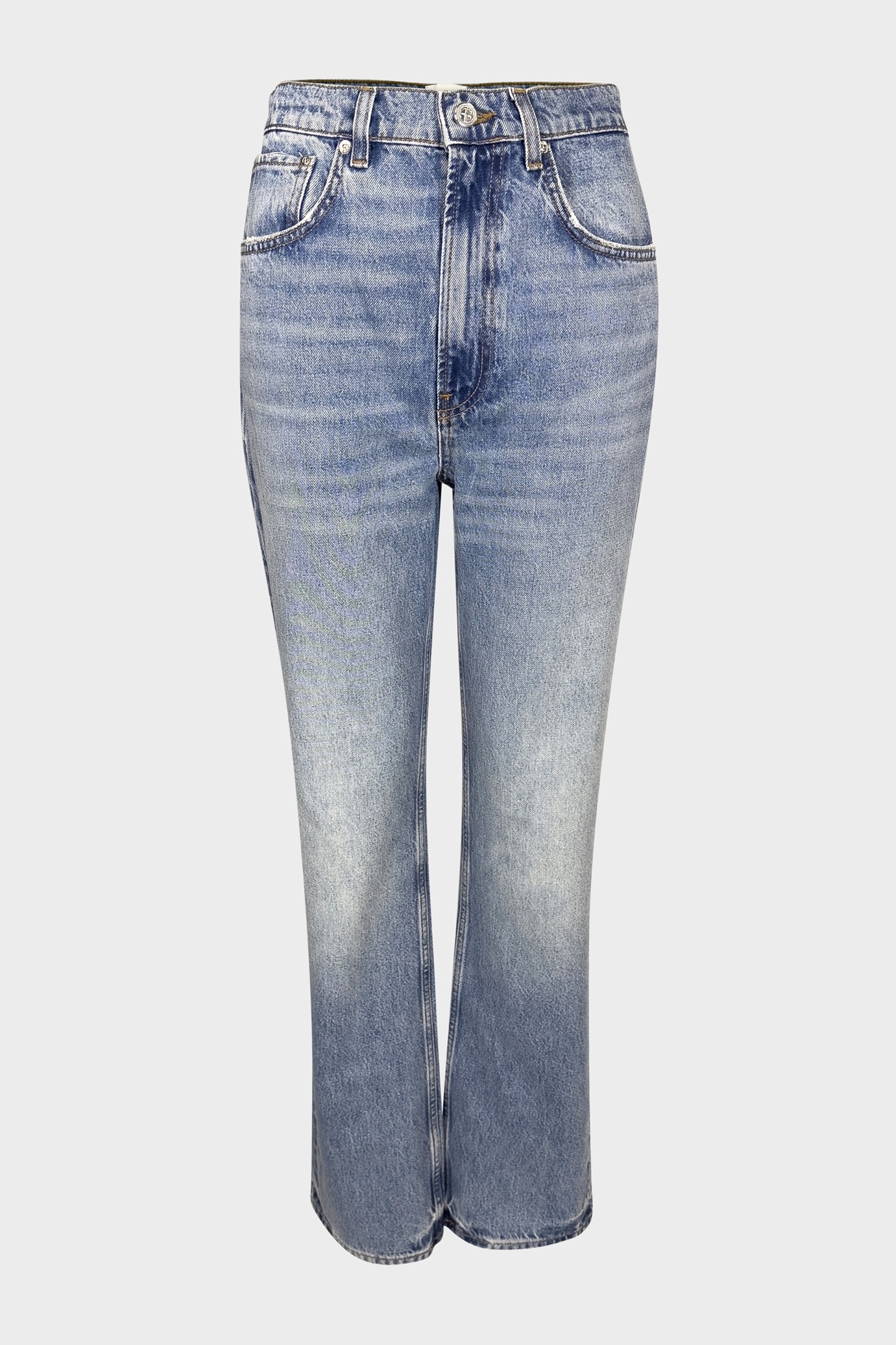 ANINE BING High Rise Straight Fit Jeans in Shadow Blue