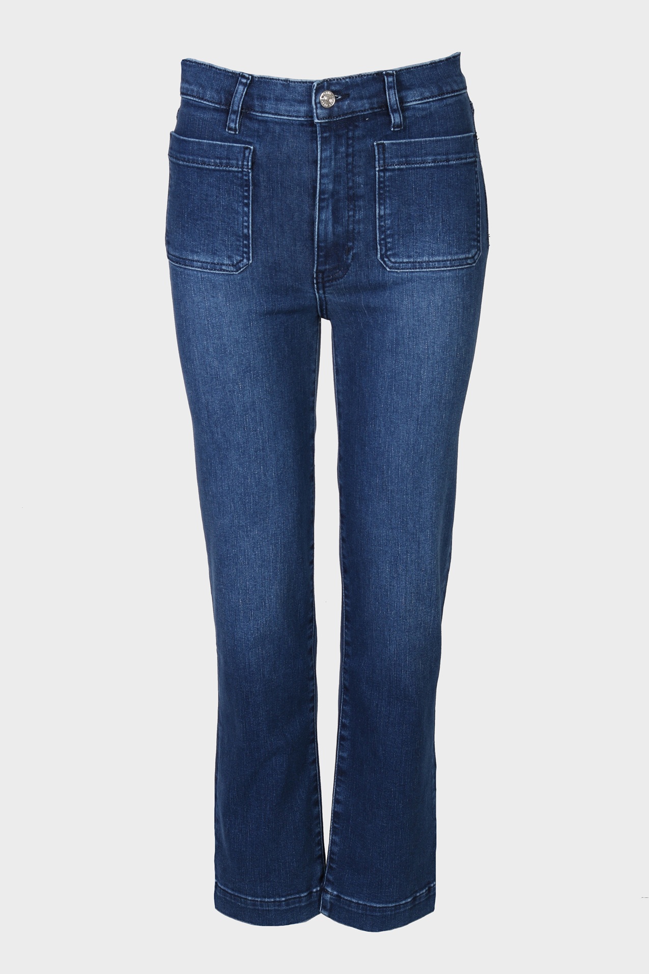 FRAME Le Sleek Straight Patch Pocket Jeans in Good Life Wash