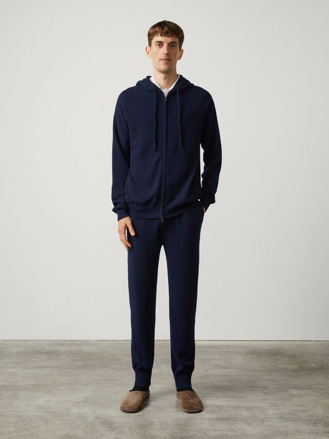 LISA YANG Emerson Cashmere Zip Hoodie in Navy