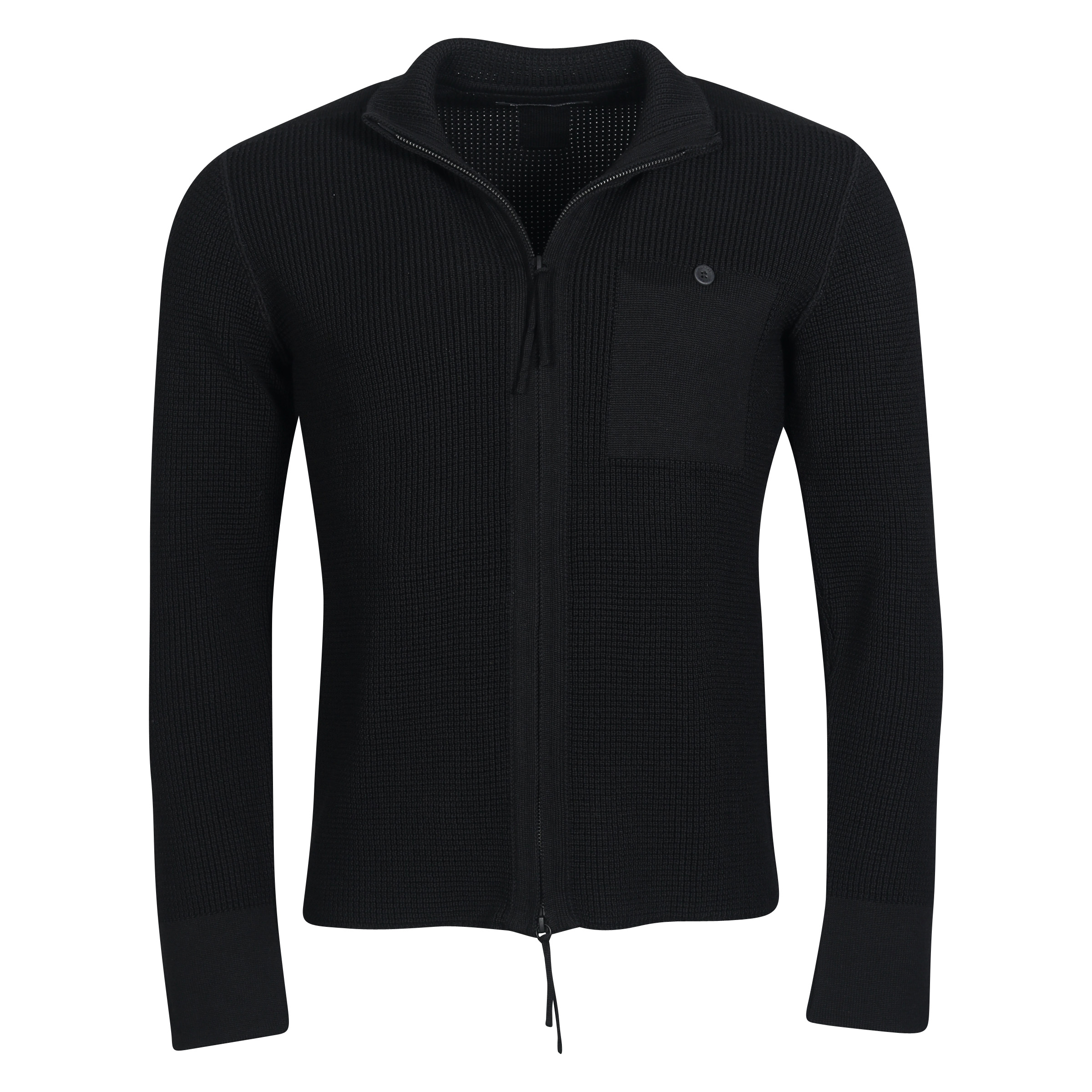 Hannes Roether Zip Knit Cardigan in Black