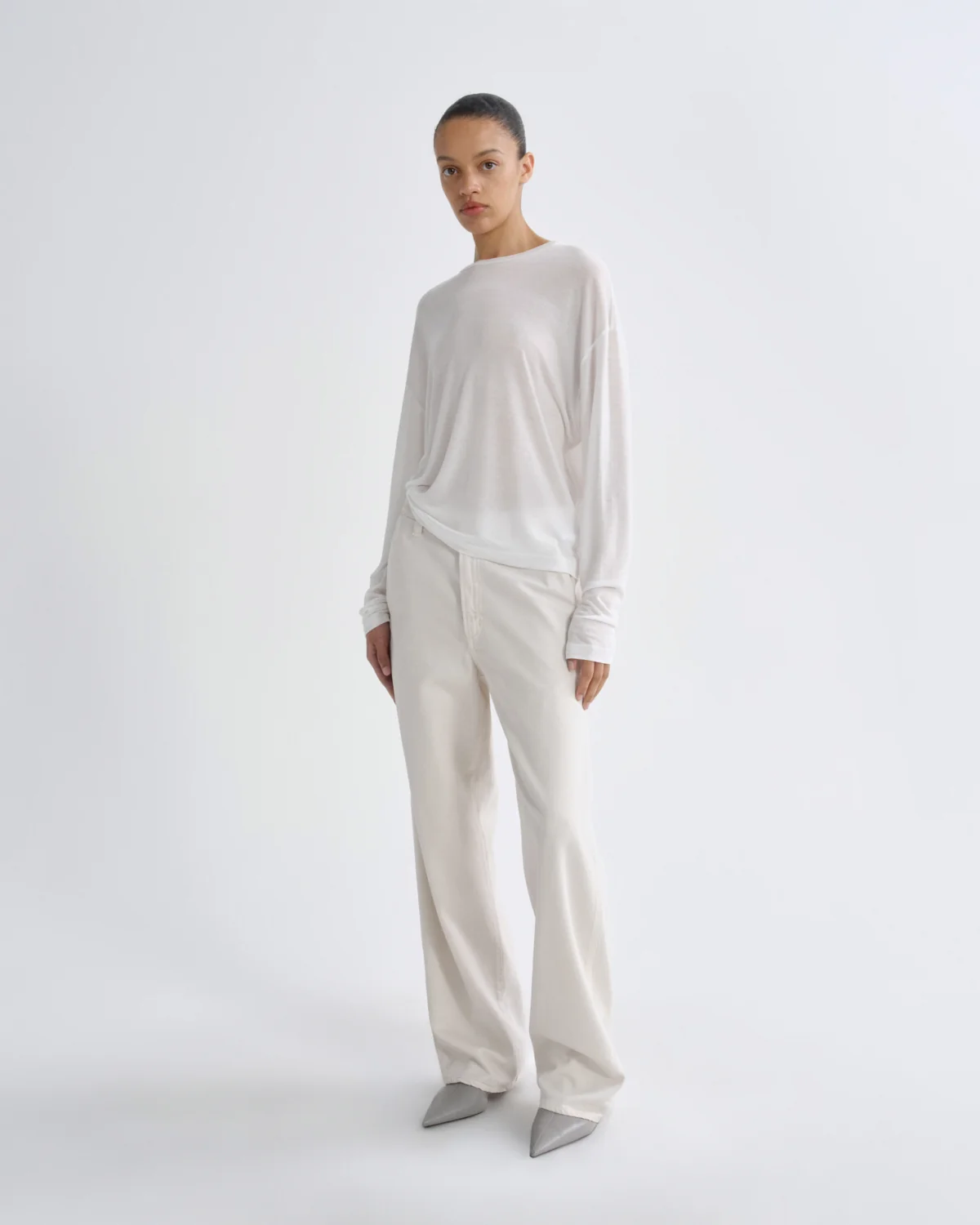 AGOLDE Sasha Tencel Tee in Offwhite