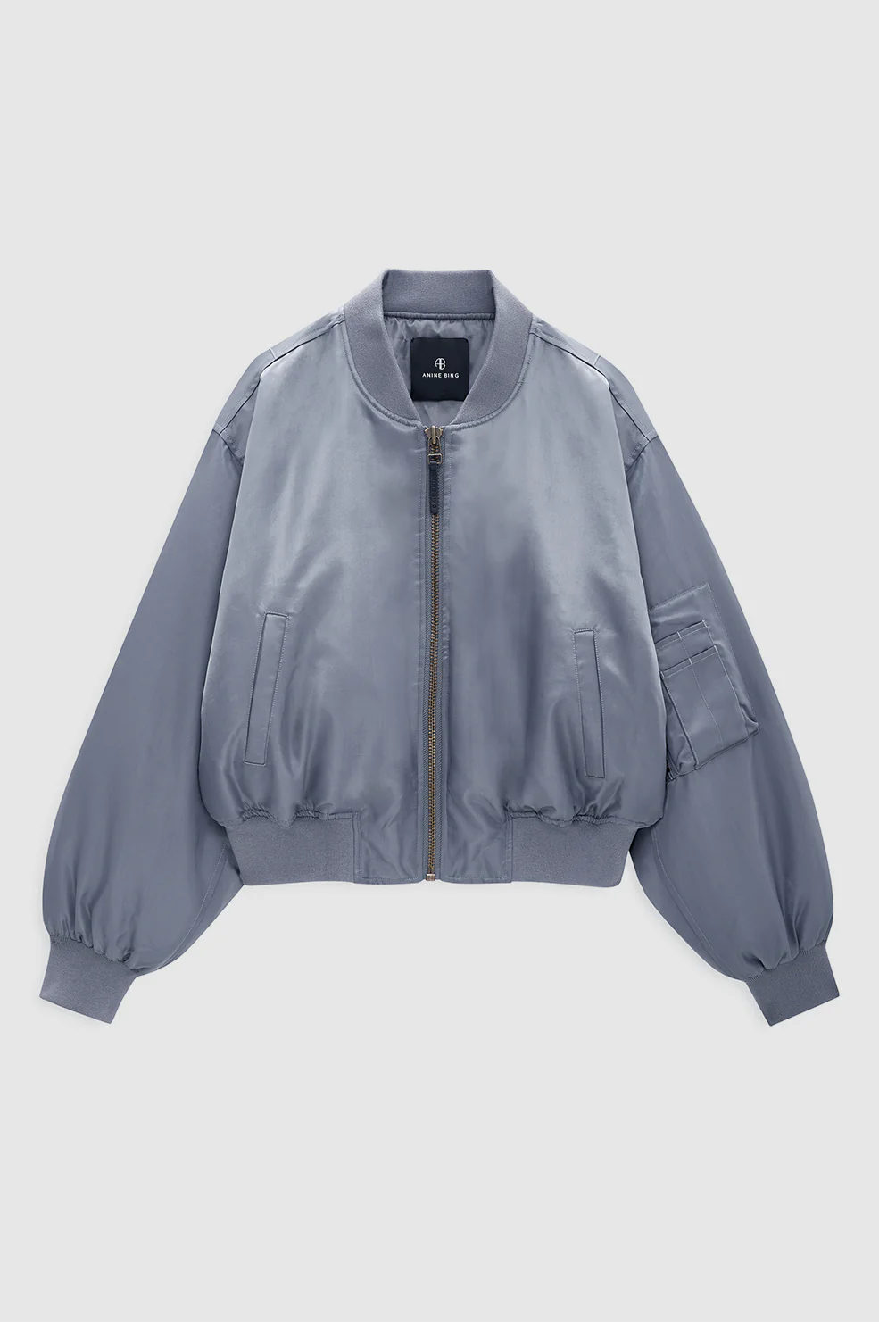 ANINE BING Cropped Bomber Jacket in Grey