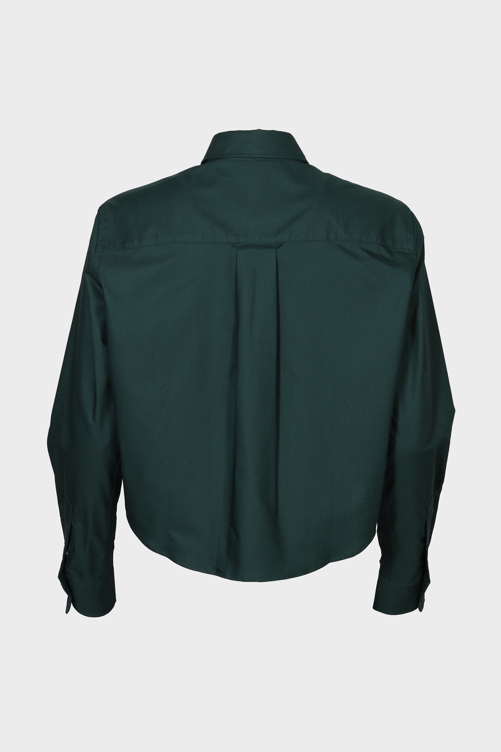 AMI PARIS de Coeur Cropped Oxford Shirt in Bottle Green