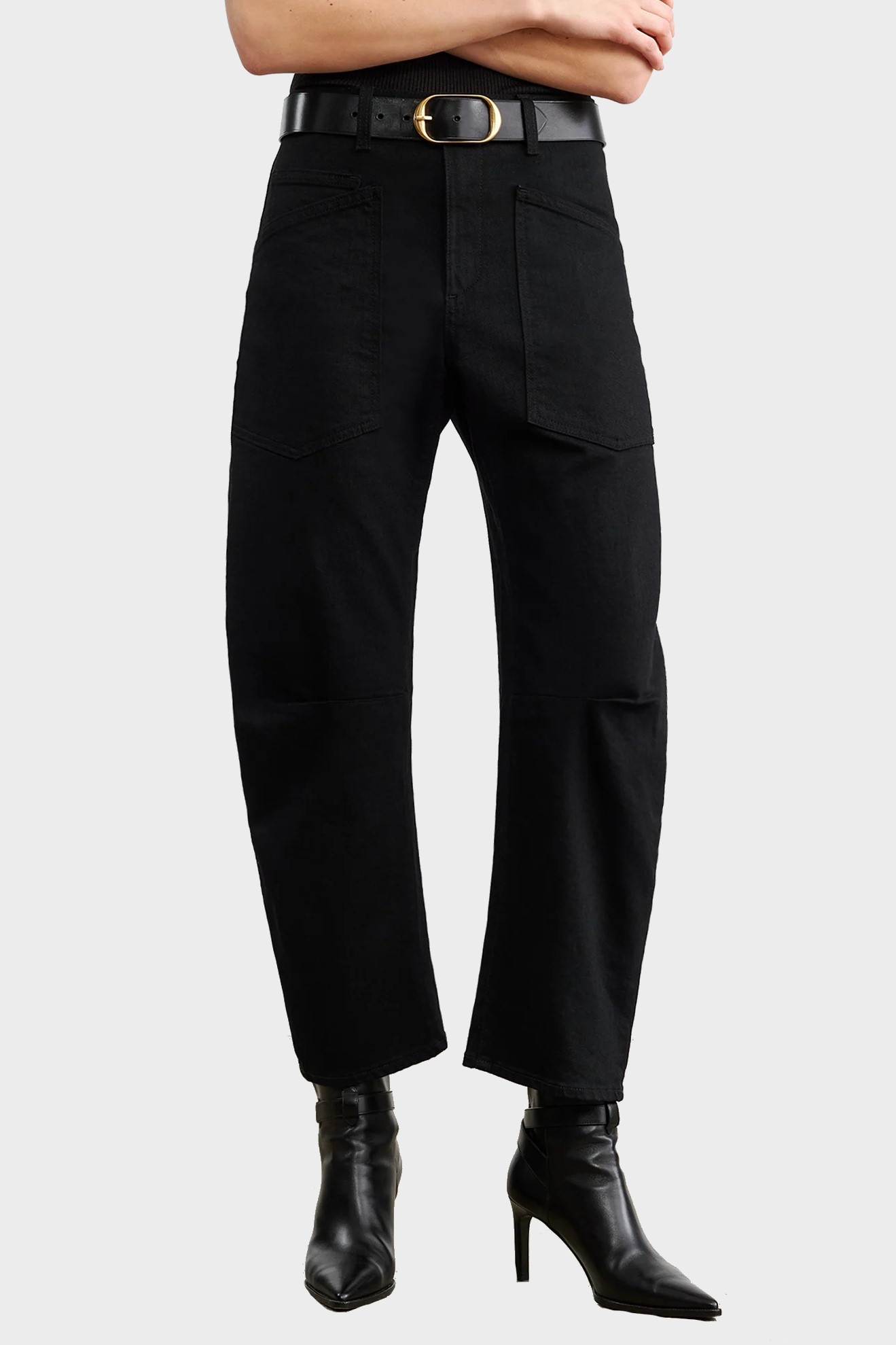 NILI LOTAN Barrel Fit Jeans in Black