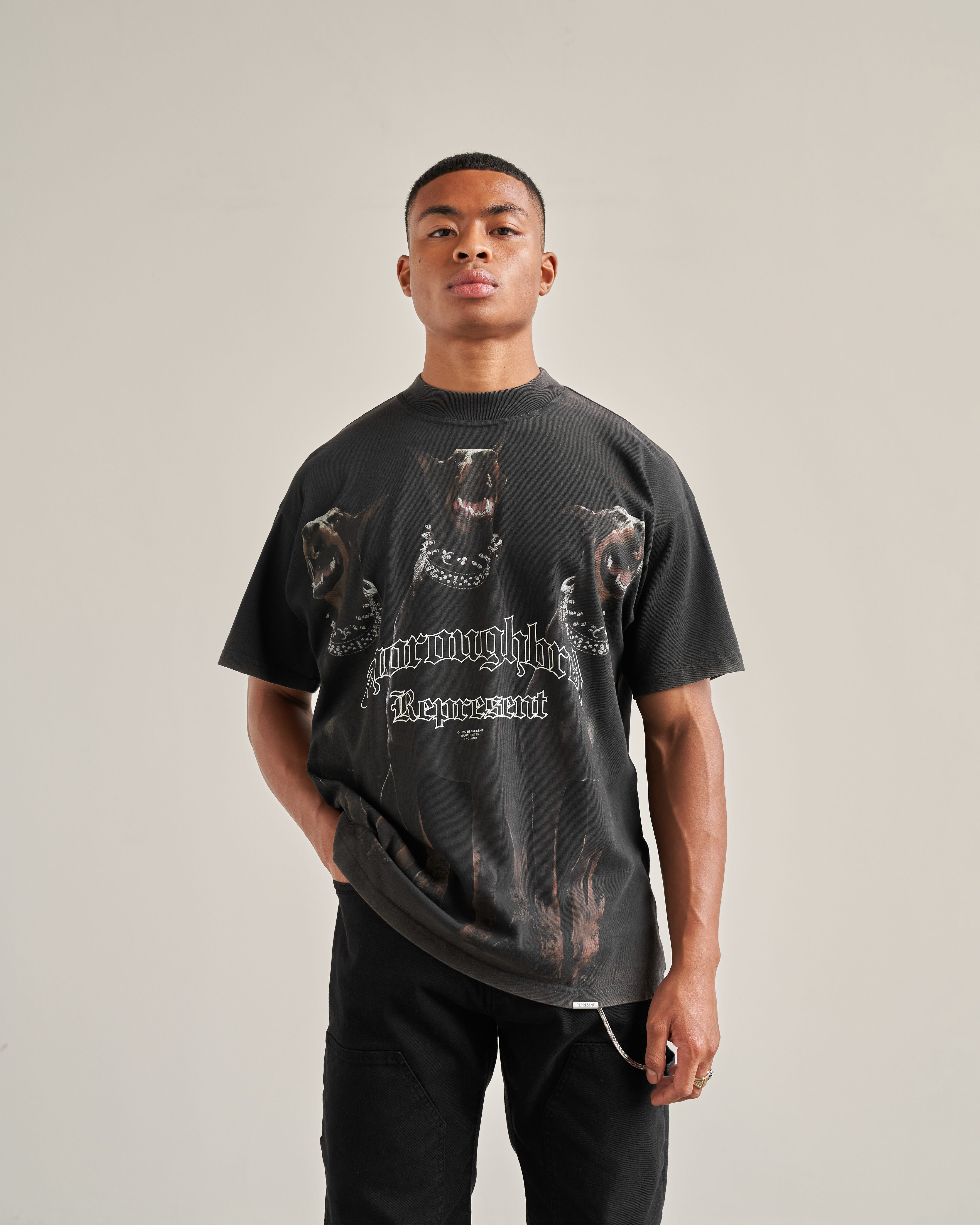 Represent Thoroughbred T-Shirt in Vintage Black L