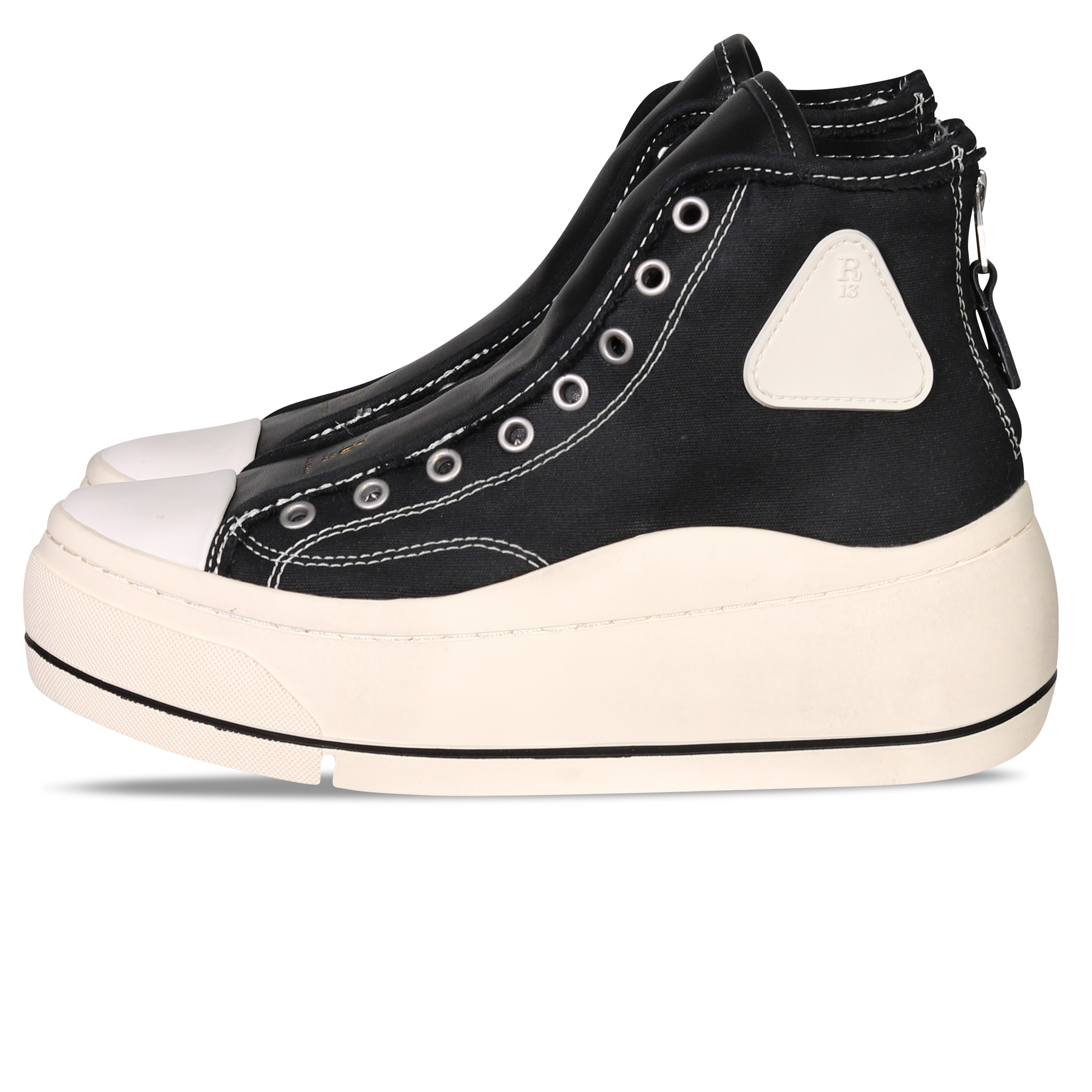 R13 High Top Sneaker Lace Free in Black 38