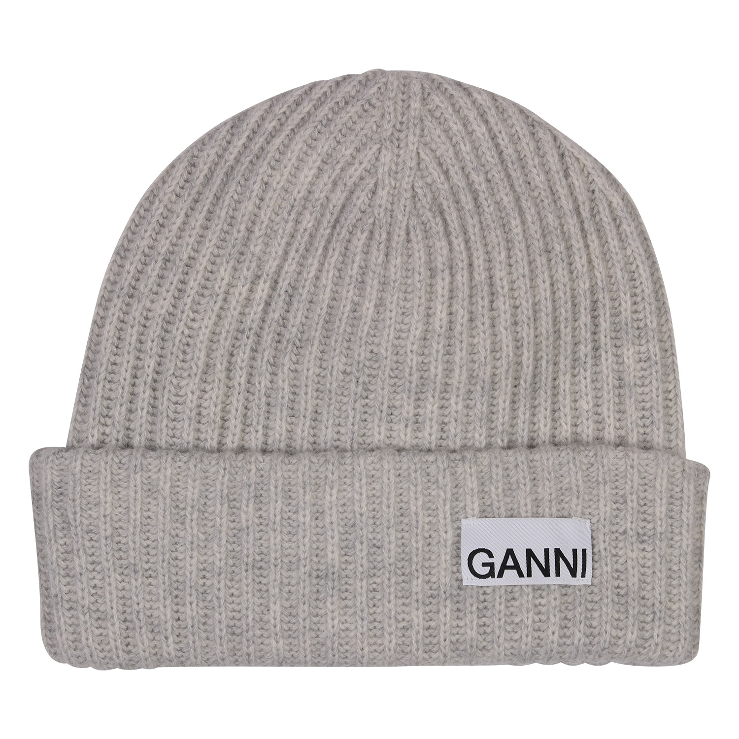Ganni Recycled Wool Knit Beanie in Paloma Melange