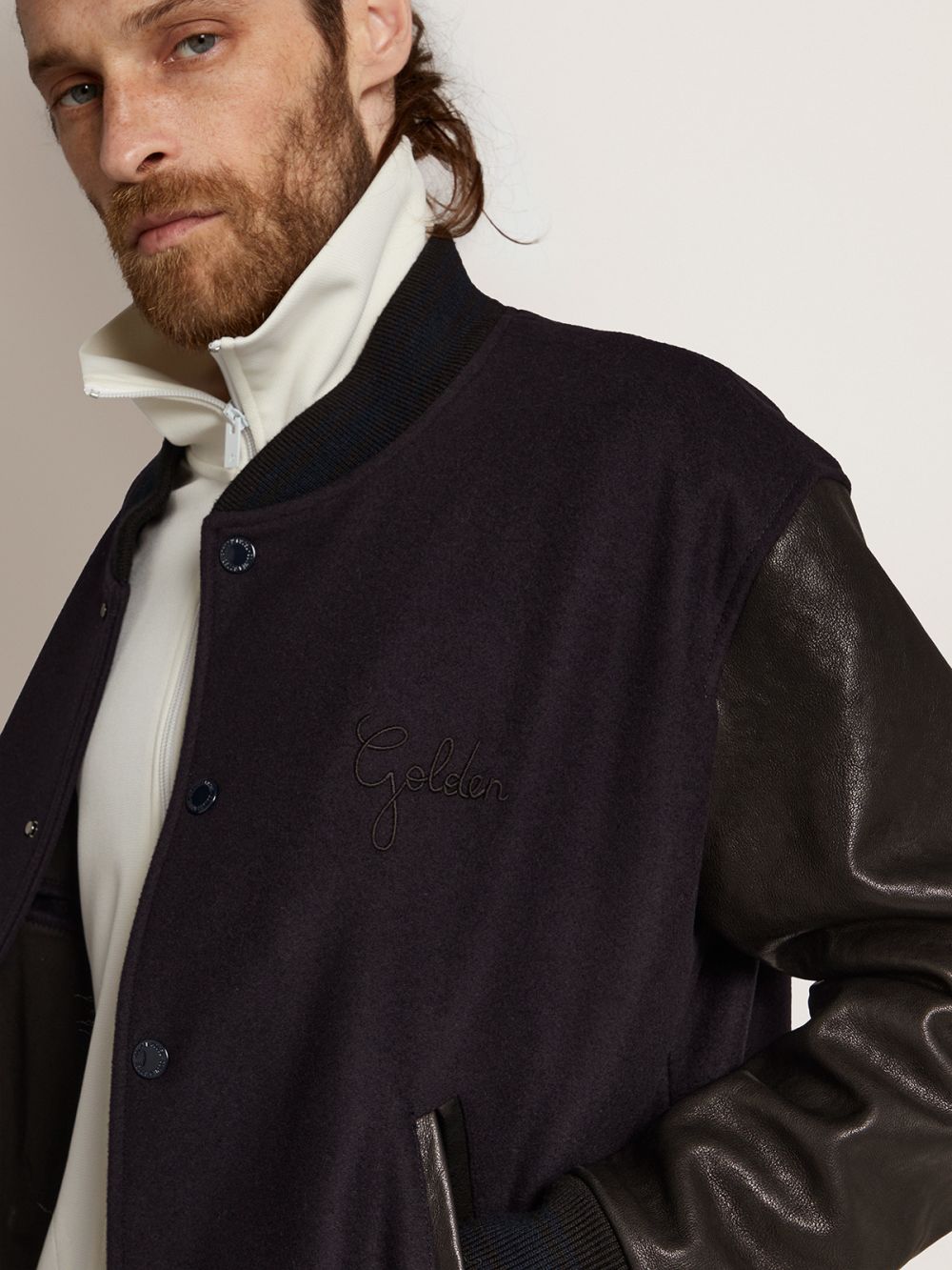 Golden Goose Wool/Leather Bomberjacket Navy/Black