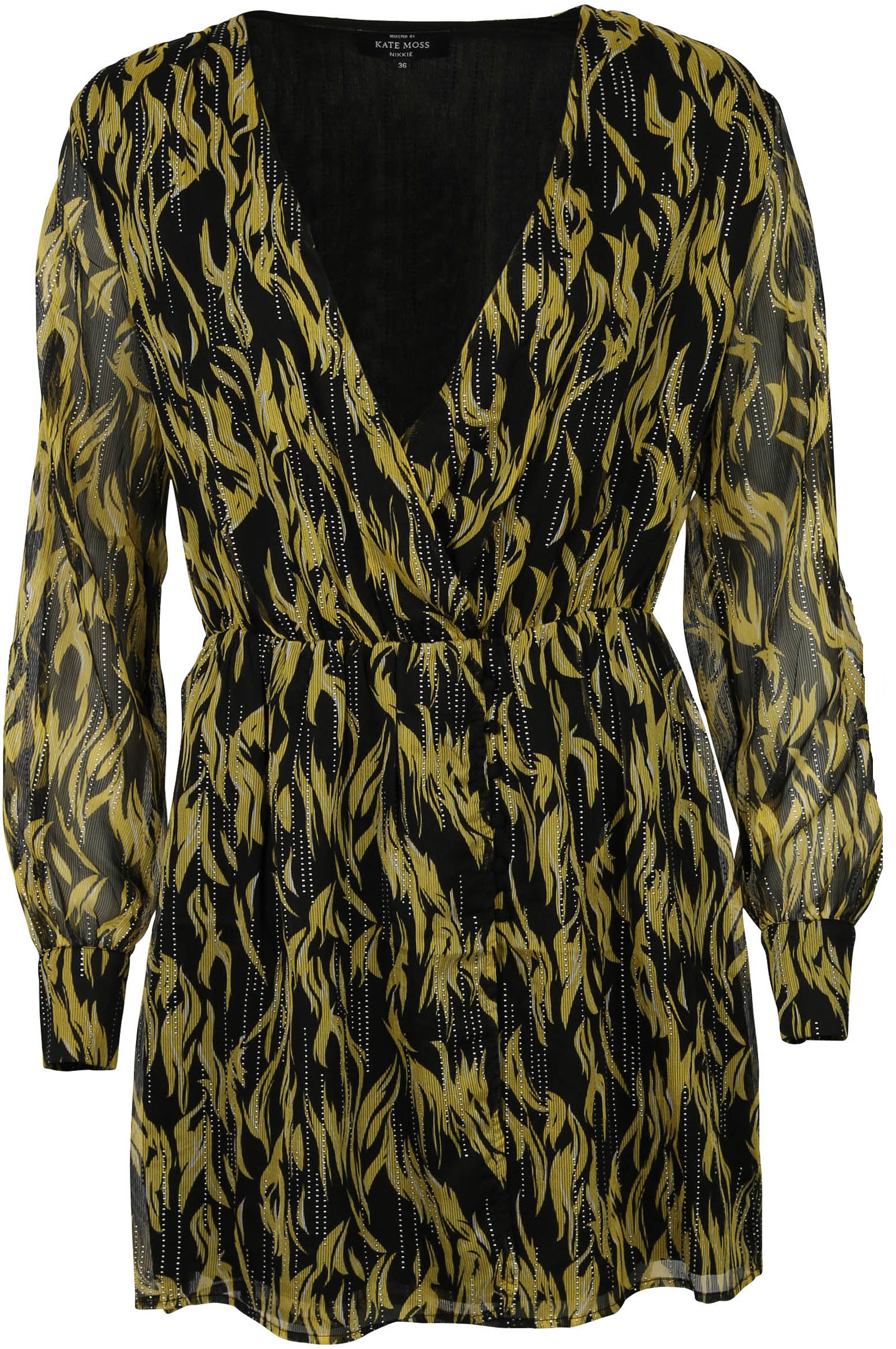 Nikkie Wrap Dress Lemon/Black