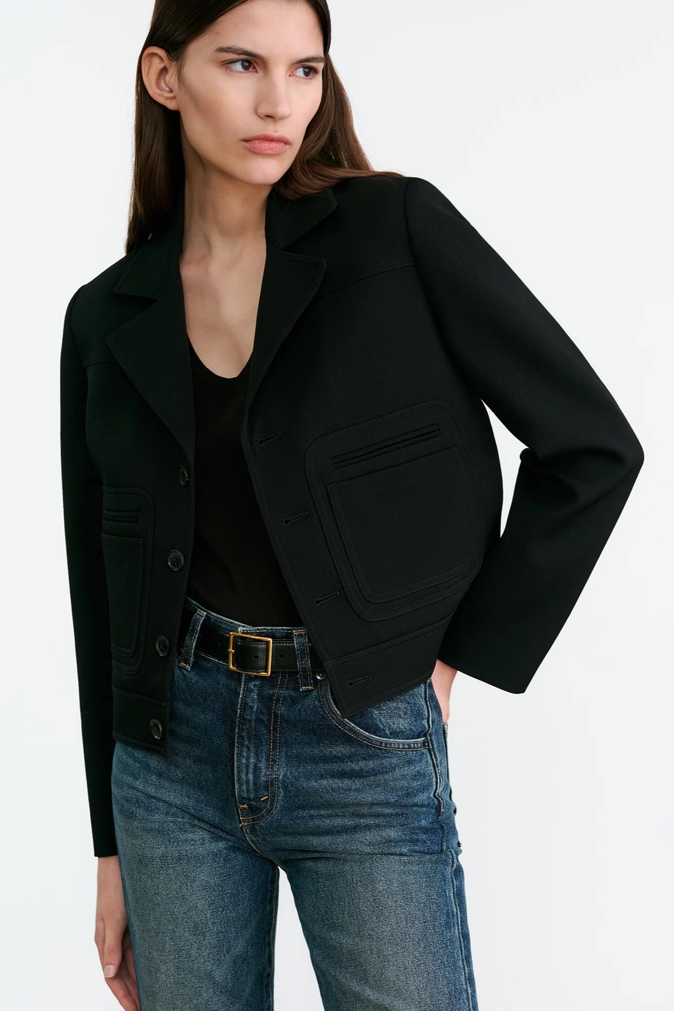 NILI LOTAN Short Wool Jacket in Black