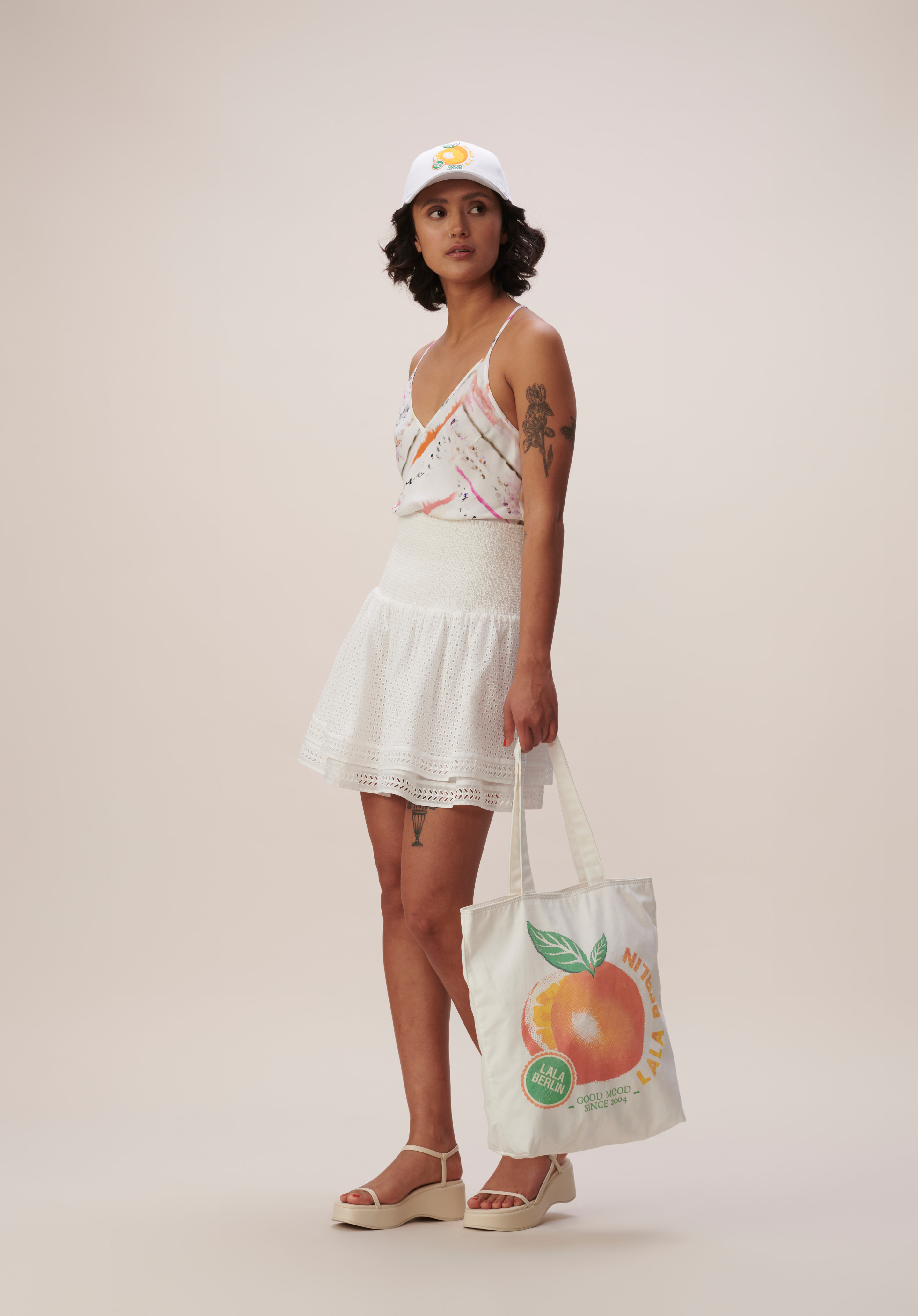 Lala Berlin Cotton Tote Bag Mia in Fresh Orange