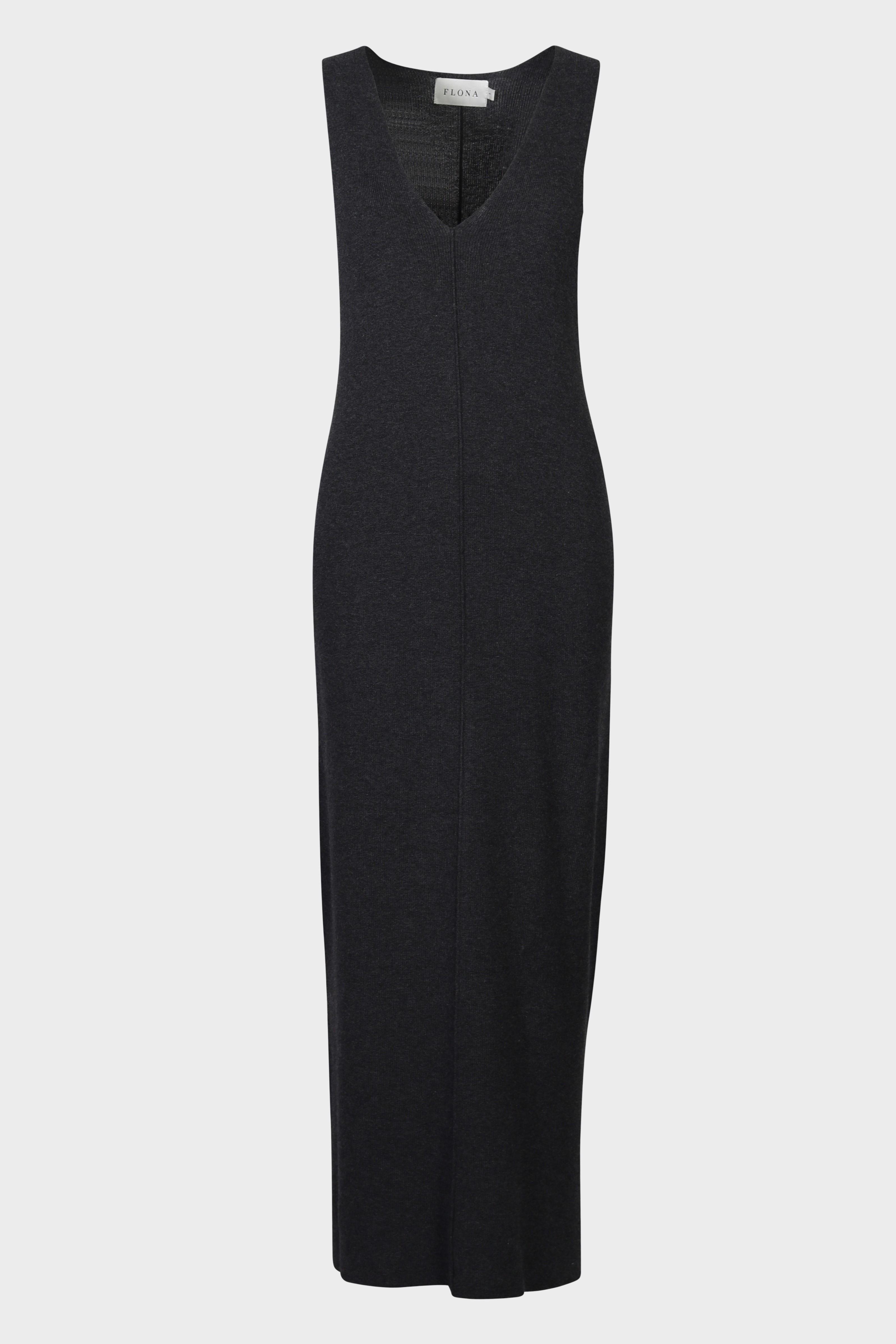 FLONA Cotton/ Cashmere Knit Dress in Dark Grey XS