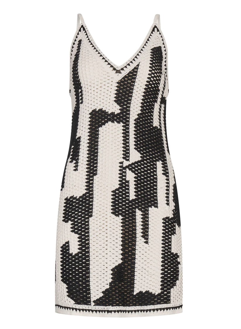 LALA BERLIN Dress in Black/White Crochet L