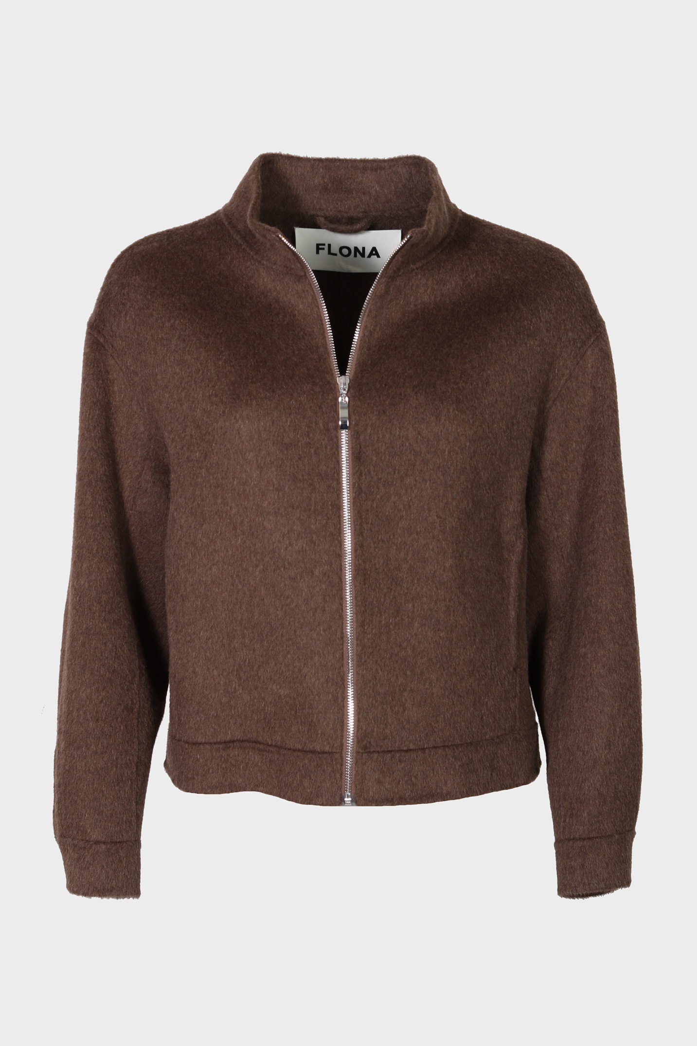 FLONA Wool Biker Jacket in Brown Melange