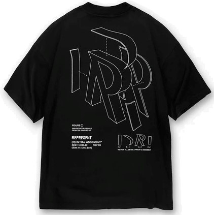 REPRESENT Initial Assembly Outline T-Shirt in Jet Black XL