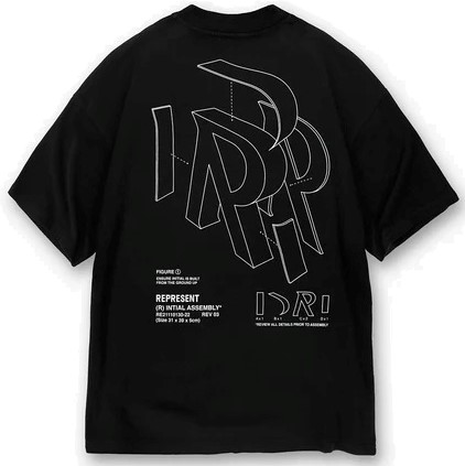 REPRESENT Initial Assembly Outline T-Shirt in Jet Black L