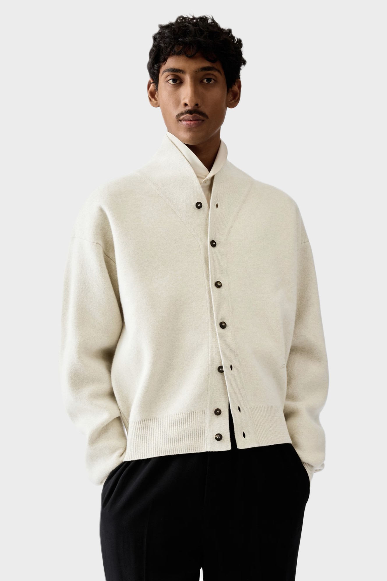 JACQUEMUS Pelota Knit Cardigan in Light Beige