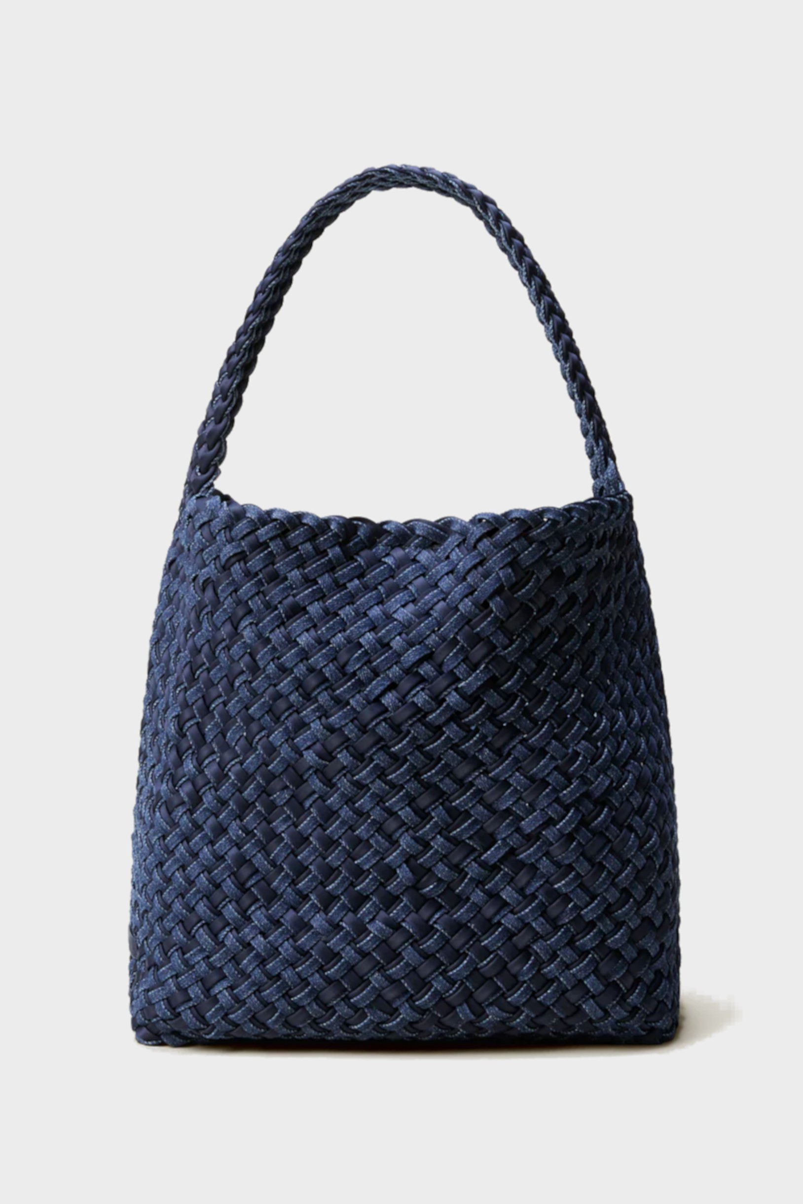 NAGHEDI Handwoven Medium Nomad Hobo Bag in Indigo