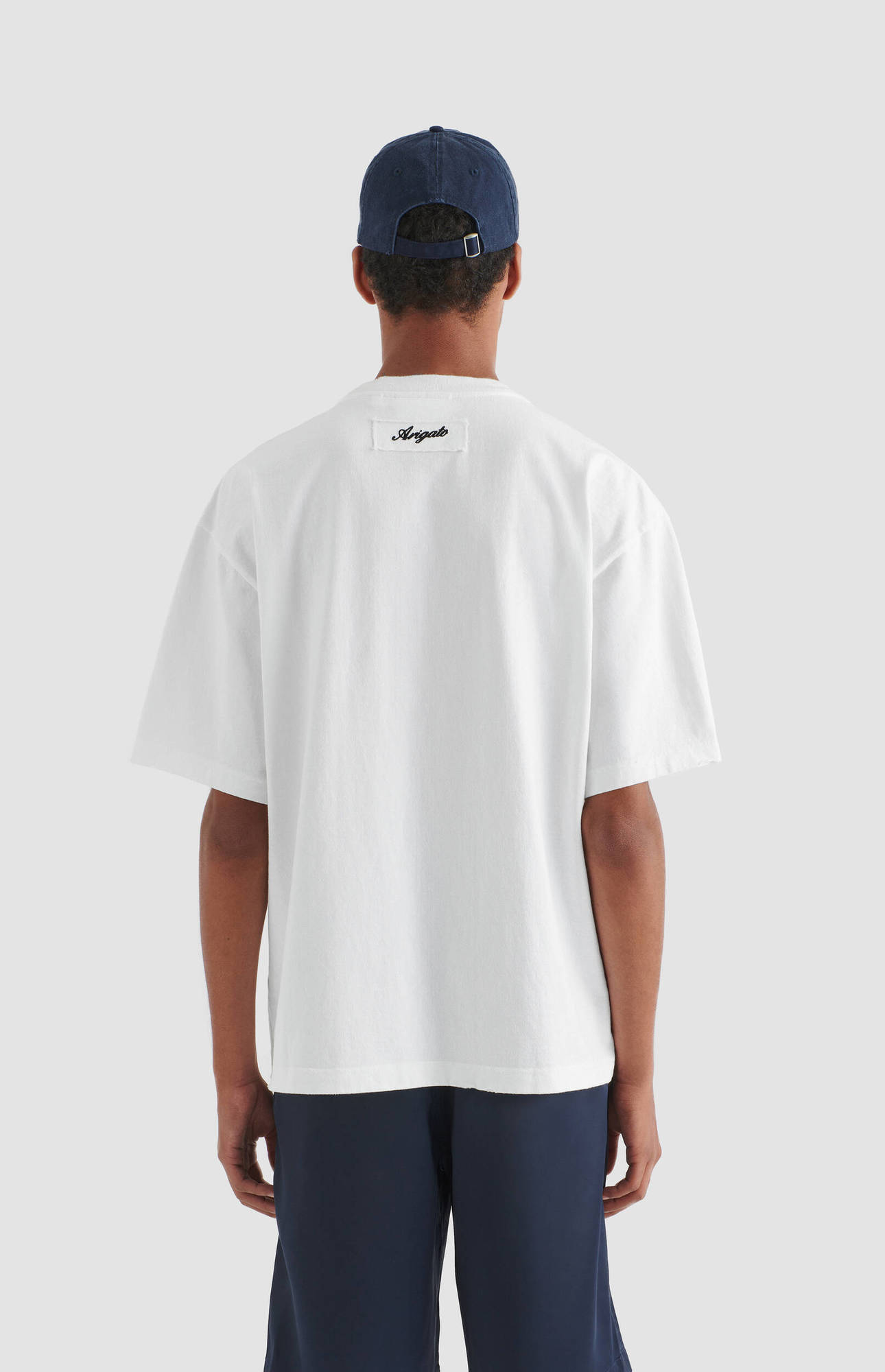 AXEL ARIGATO Series Distressed T-Shirt Backprinted in White S