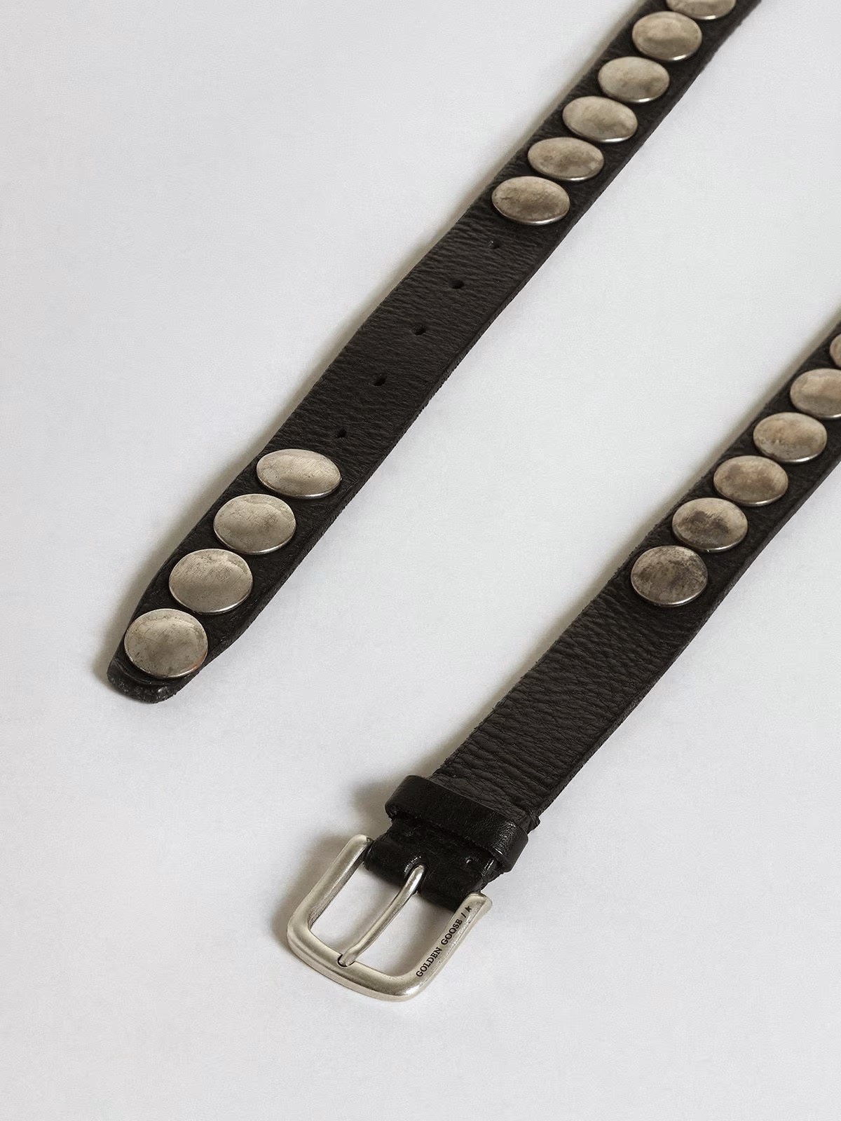 GOLDEN GOOSE Belt Trinidad Washed Leather Studs 