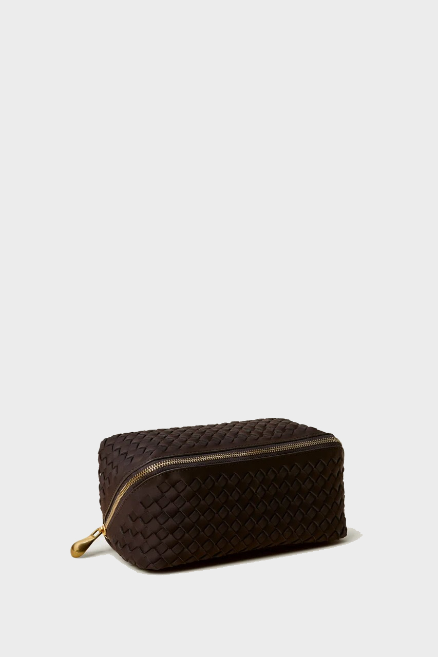 NAGHEDI Handwoven Caravan Medium Cosmetic Case in Chocolate