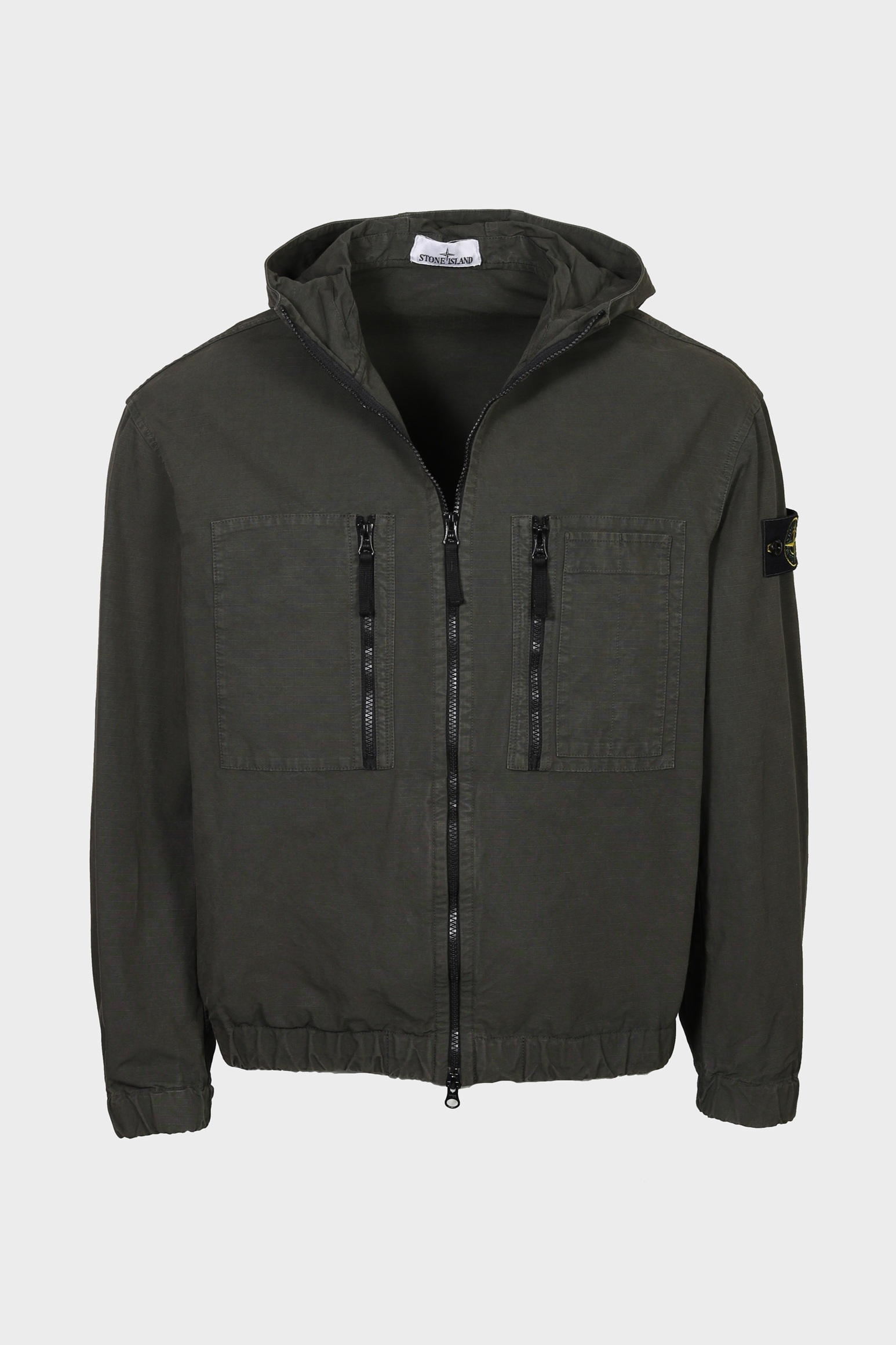 STONE ISLAND Light Cotton Ripstop Hooded Jacket in Dark Olive