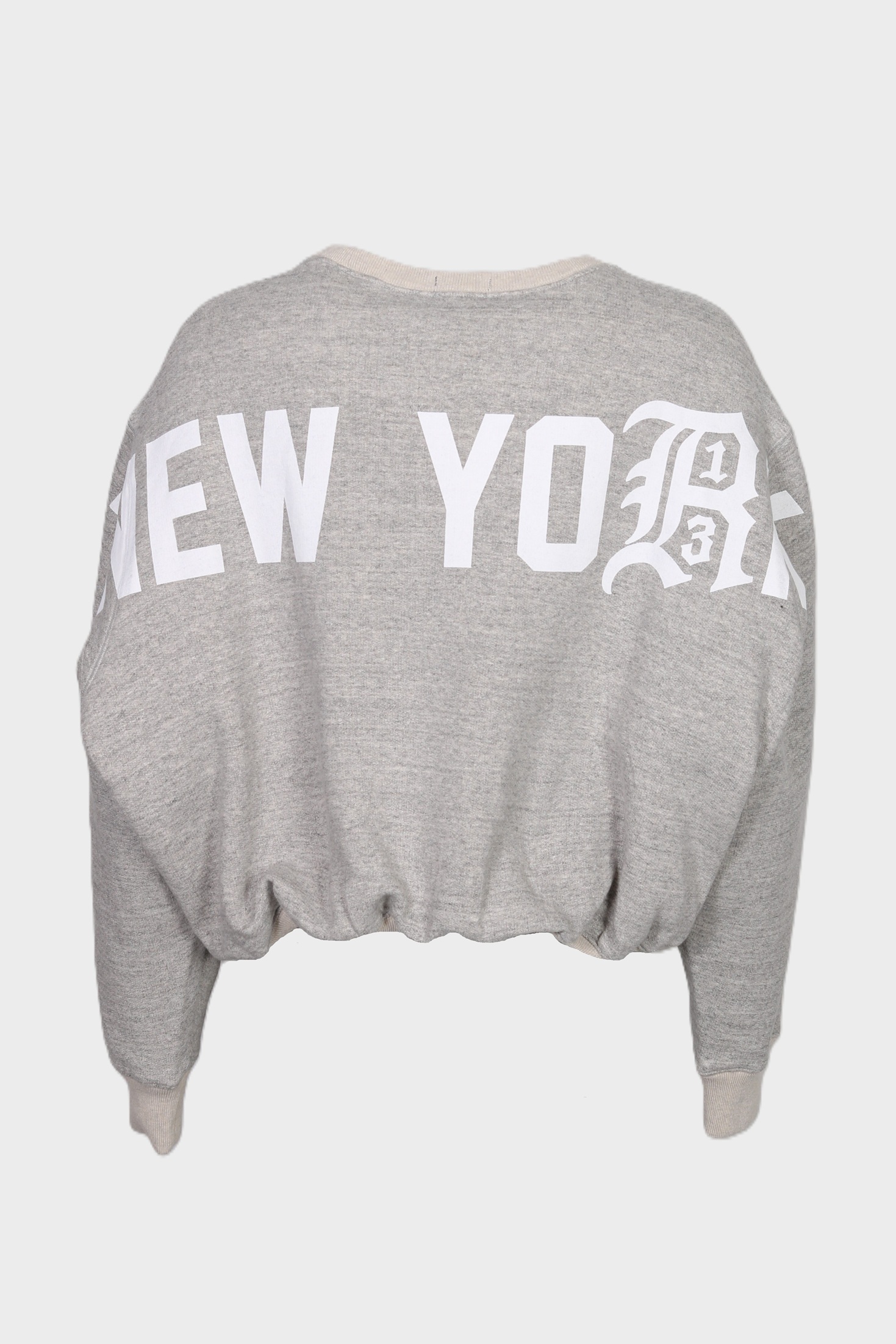 R13 New York Cropped Balloon Sweatshirt in Heather Grey