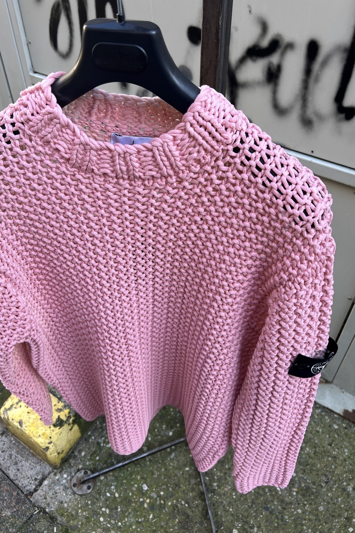 STONE ISLAND Viscose/Nylon Rope Knit Pullover in Beige XXL