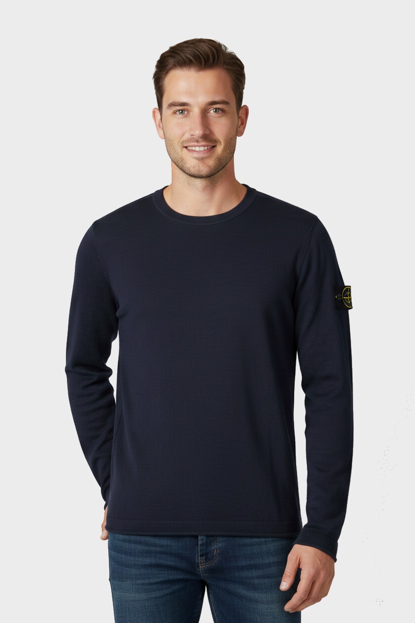 STONE ISLAND Summer Knit Pullover in Navy