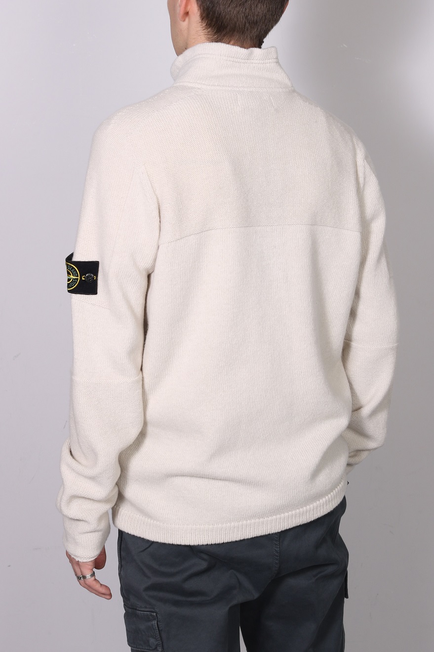 STONE ISLAND Halfzip Knit Sweater in Cream