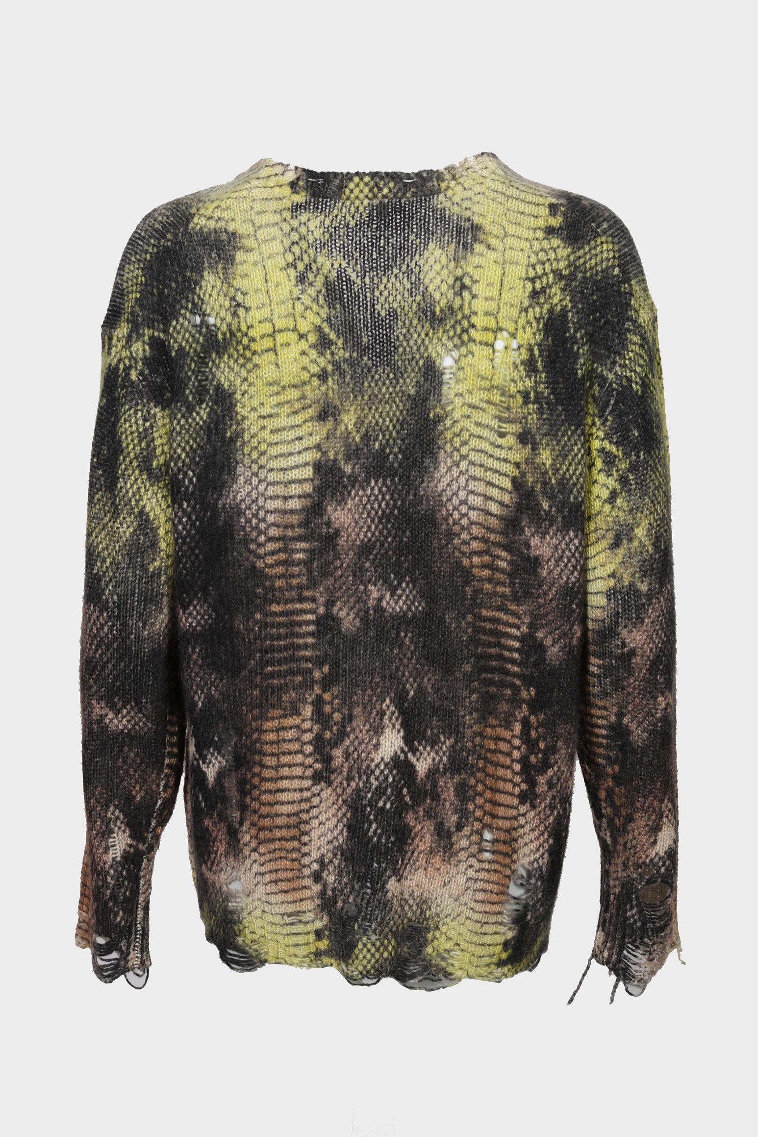 R13 Printed Boyfirend Cashmere Cardigan in Brown Green Ombre Snake