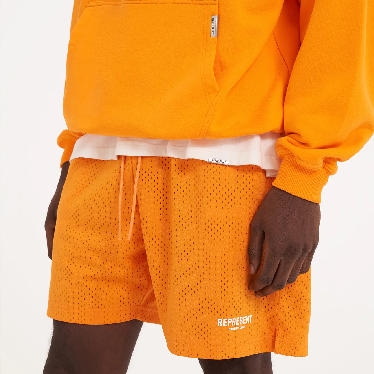 REPRESENT Owners Club Mesh Short in Neon Orange XL