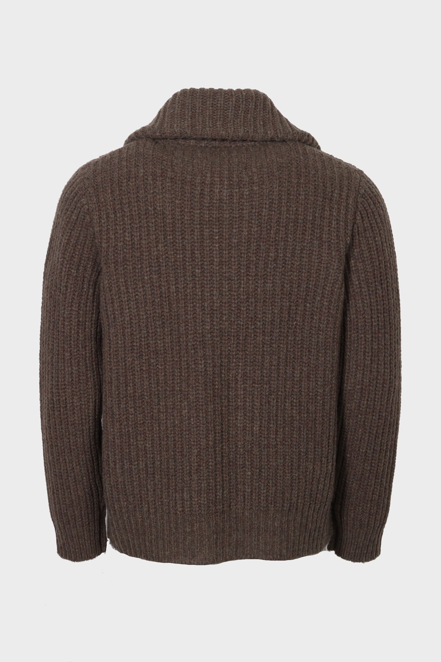 ROBERTO COLLINA Knit Zip Cardigan in Brown Melange