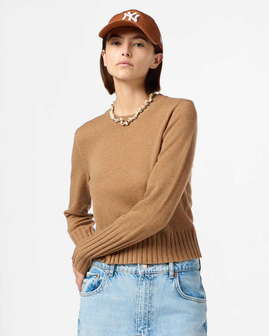 GUEST IN RESIDENCE Shrunken Crewneck Sweater in Almond L