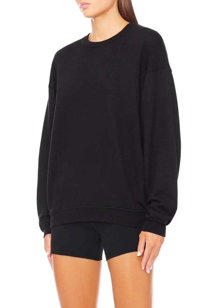 ÉTERNE Oversized Crewneck Sweatshirt in Black XS