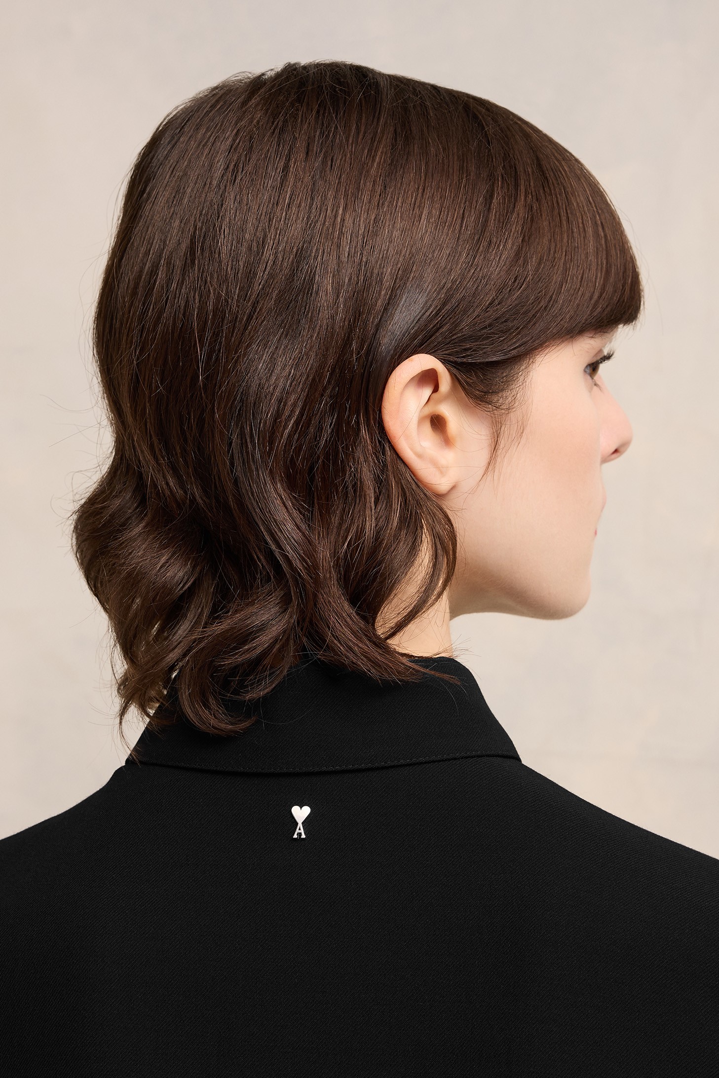 AMI PARIS De Coeur Gabardine Classic Shirt in Black M