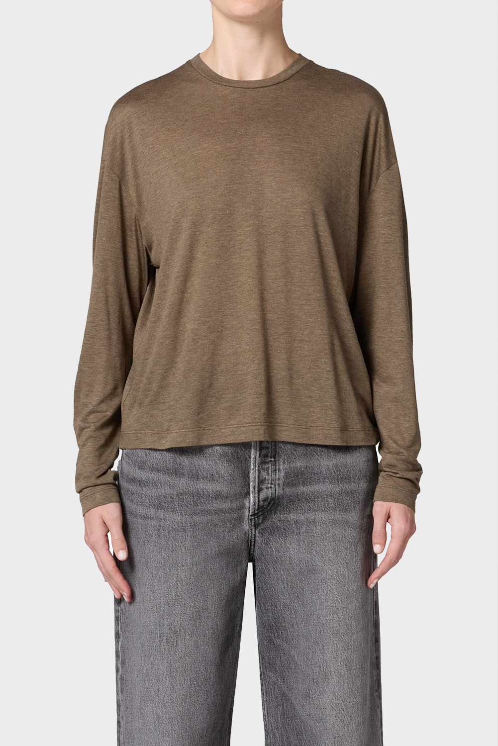 AGOLDE Sasha Tencel Tee in Brown Melange